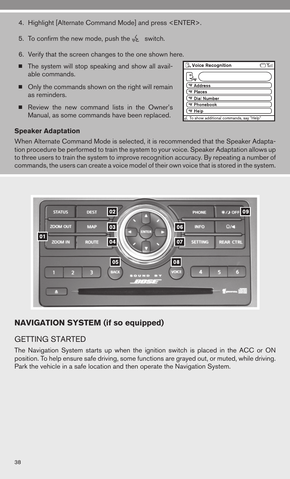 Navigation system (if so equipped) getting started | Univex 2010 Armada User Manual | Page 40 / 52