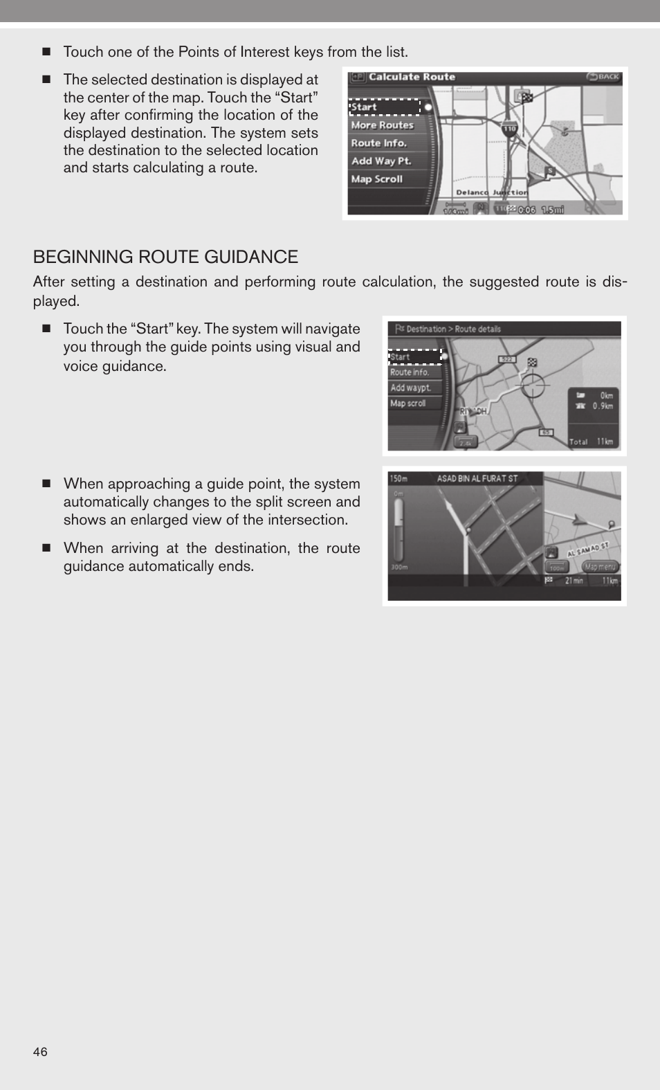 Beginning route guidance | Univex 2010 Armada User Manual | Page 48 / 52