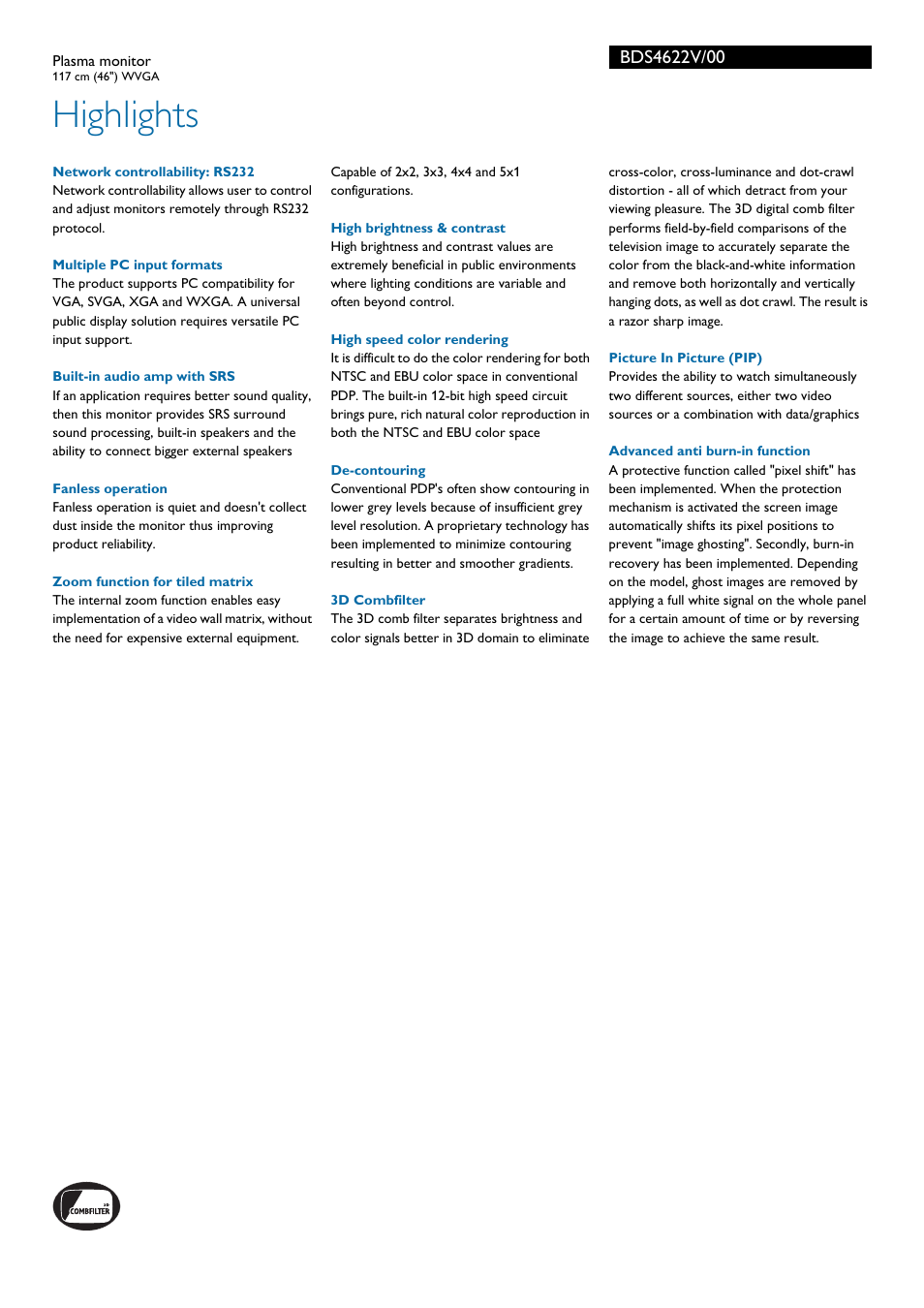 Highlights | Univex BDS4622V User Manual | Page 2 / 3