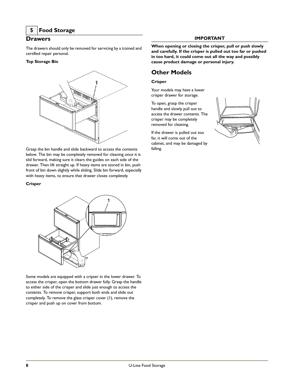 Drawers, Other models | U-Line 2115RS User Manual | Page 10 / 24