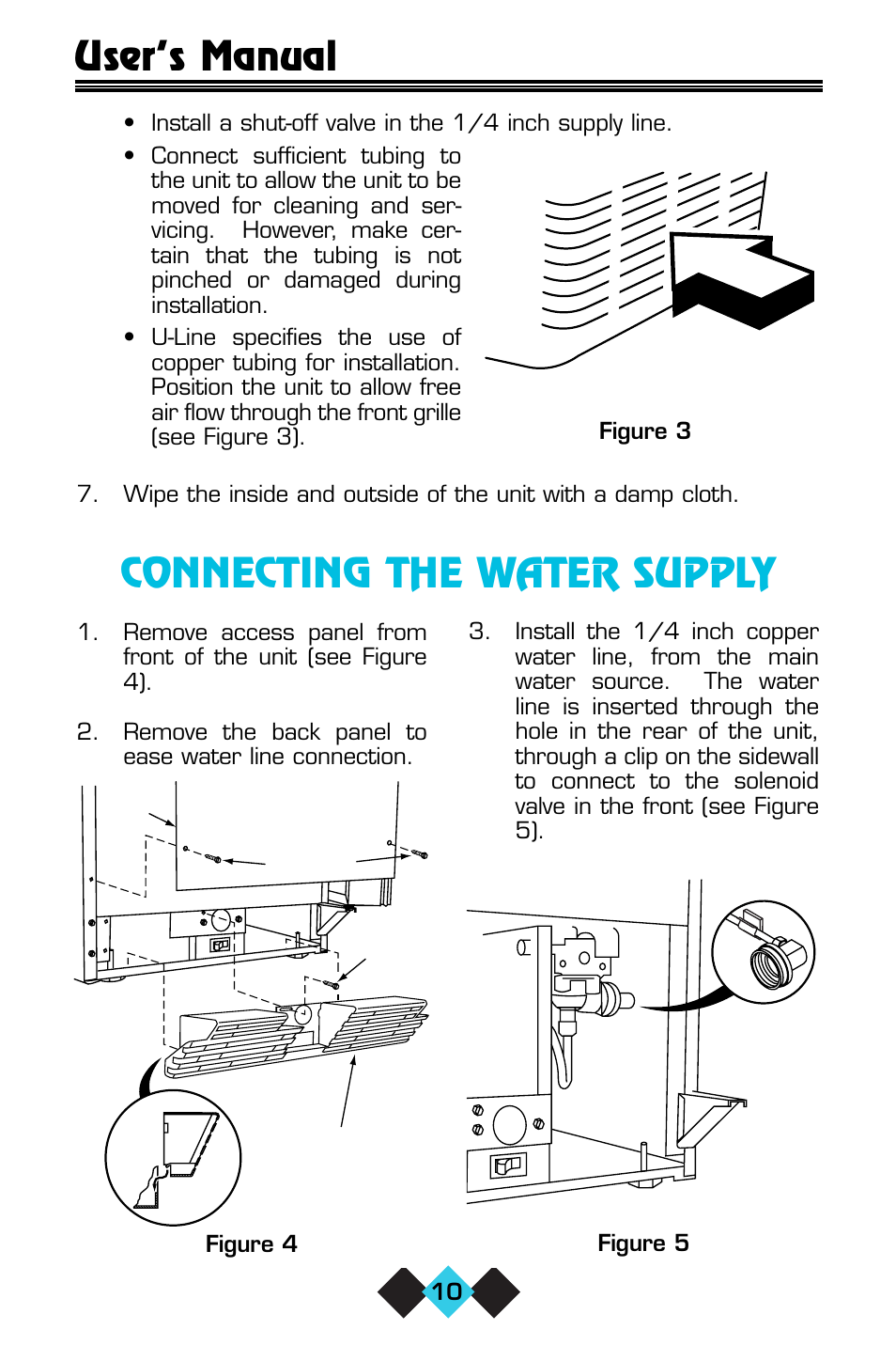 Connecting the water supply, User’s manual | U-Line CLR60 User Manual | Page 12 / 36