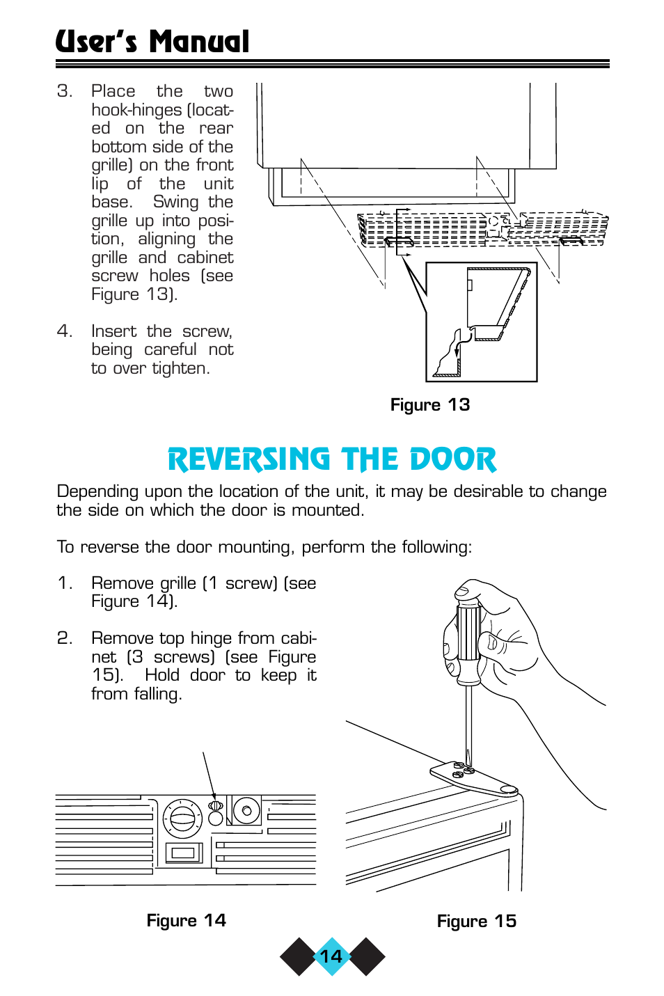 Reversing the door, User’s manual | U-Line CLR60 User Manual | Page 16 / 36