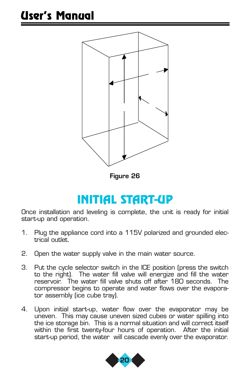 Initial start-up, User’s manual | U-Line CLR60 User Manual | Page 22 / 36