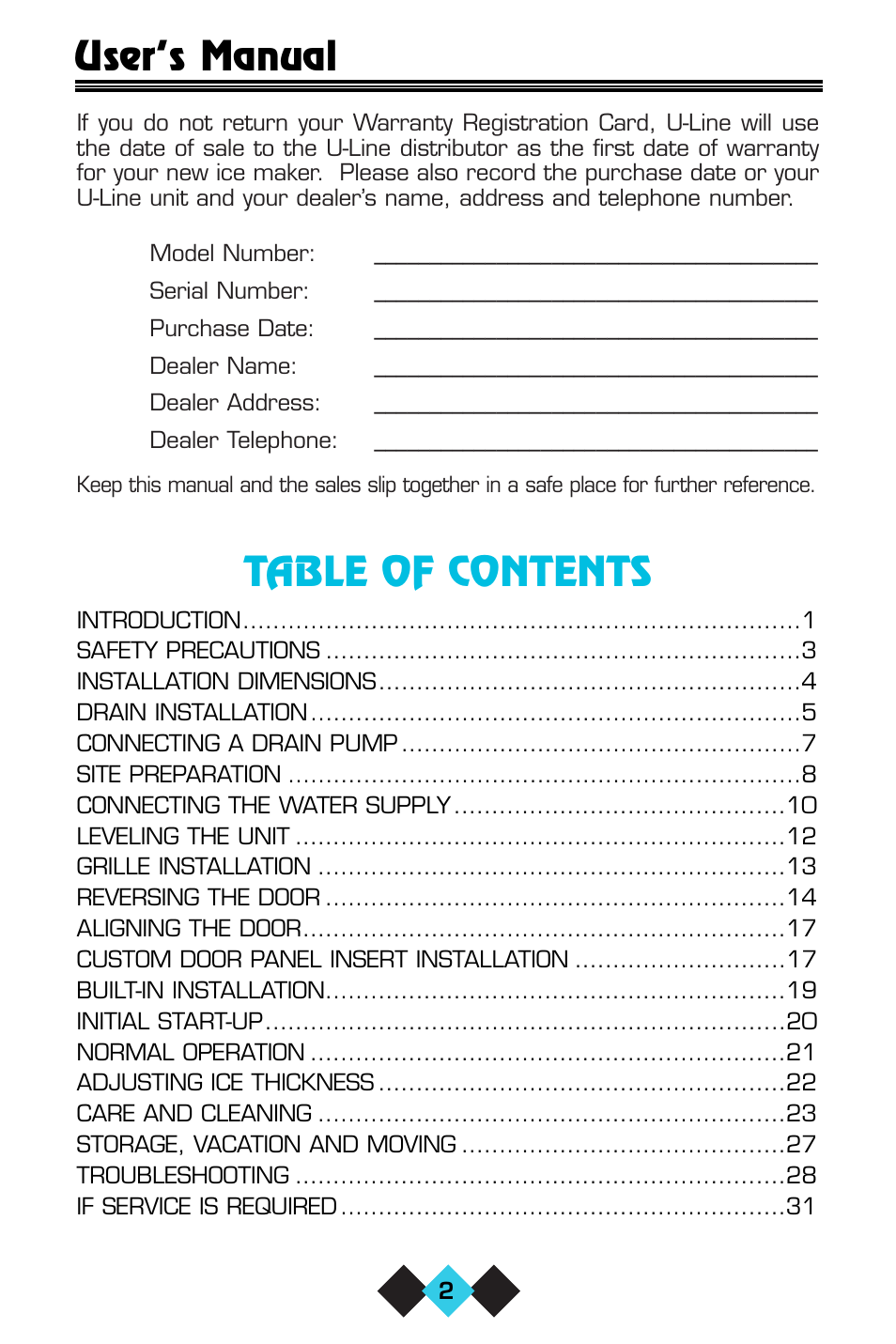 U-Line CLR60 User Manual | Page 4 / 36
