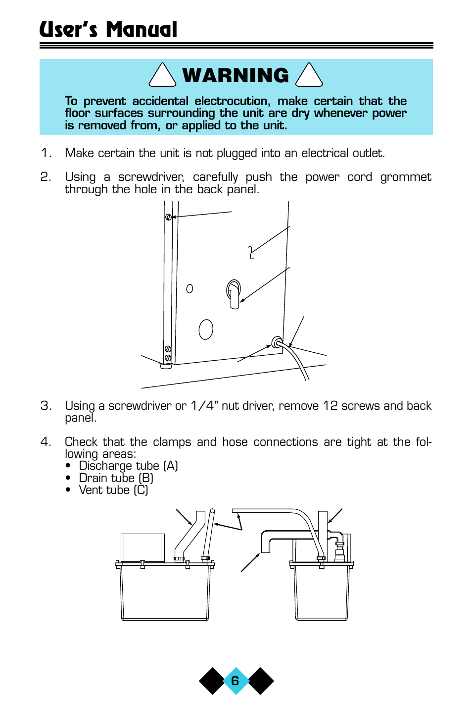 Warning, User’s manual | U-Line CLR60 User Manual | Page 8 / 36