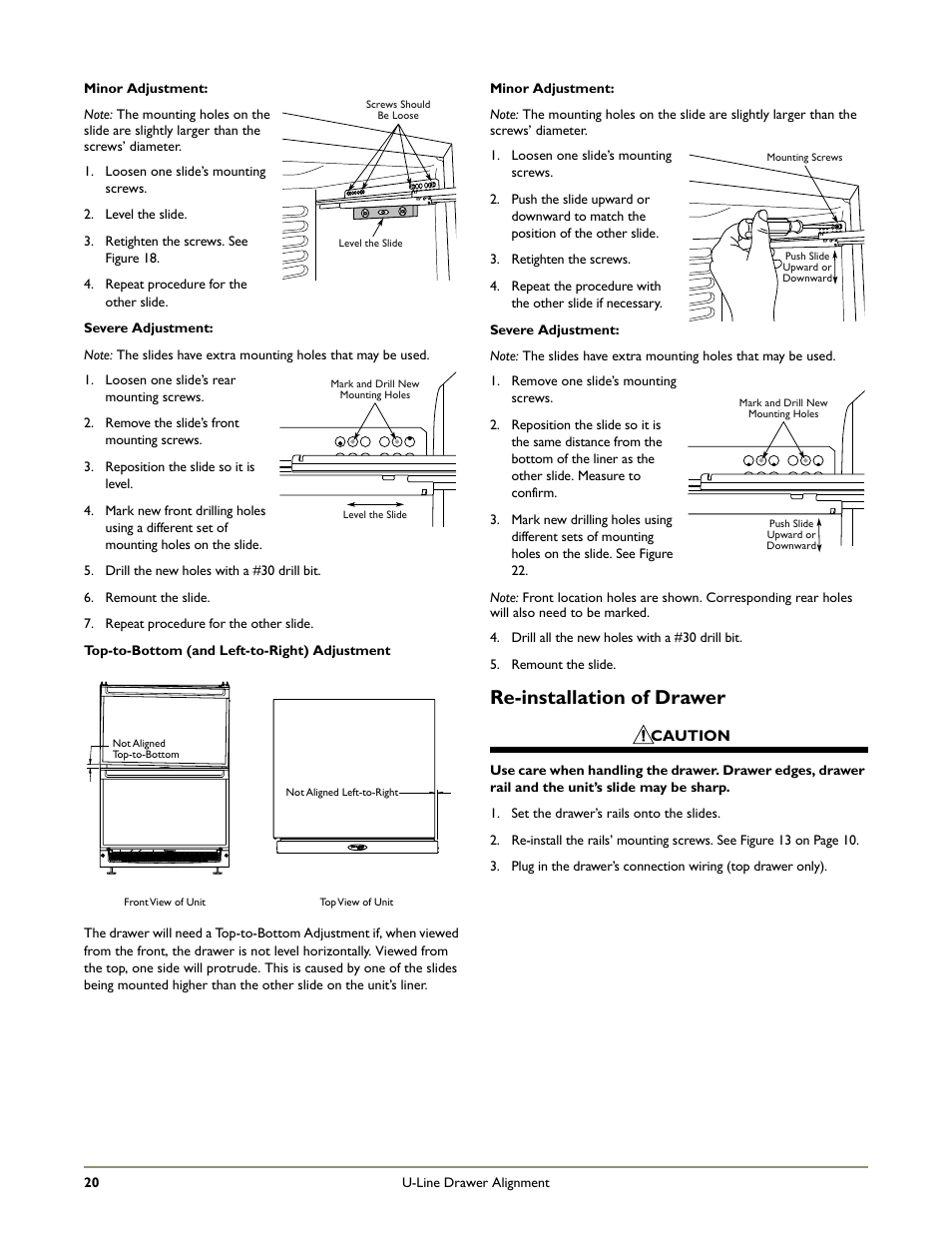 Re-installation of drawer | U-Line COMBO C2275DWR User Manual | Page 22 / 28