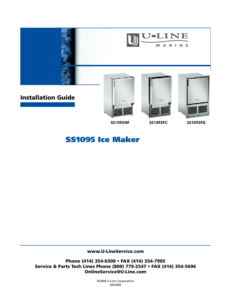 U-Line SS1095FC User Manual | 16 pages