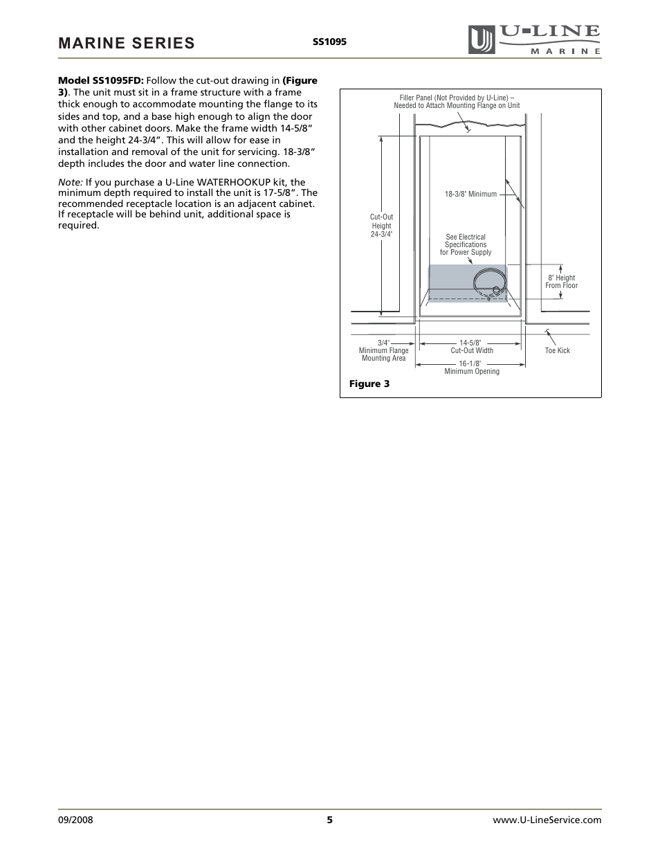 Marine series | U-Line SS1095FC User Manual | Page 5 / 16