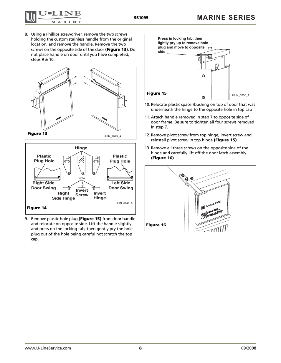 Marine series | U-Line SS1095FC User Manual | Page 8 / 16