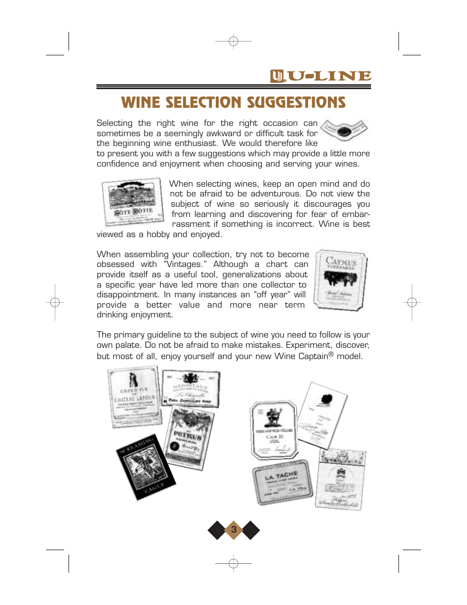 Wine selection suggestions | U-Line Wine Captain User Manual | Page 5 / 32