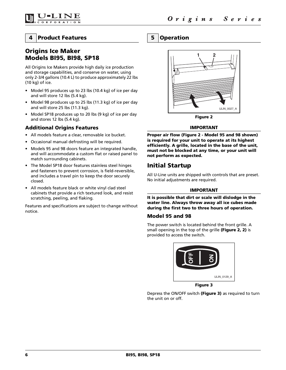 Initial startup | U-Line BI98 User Manual | Page 6 / 20