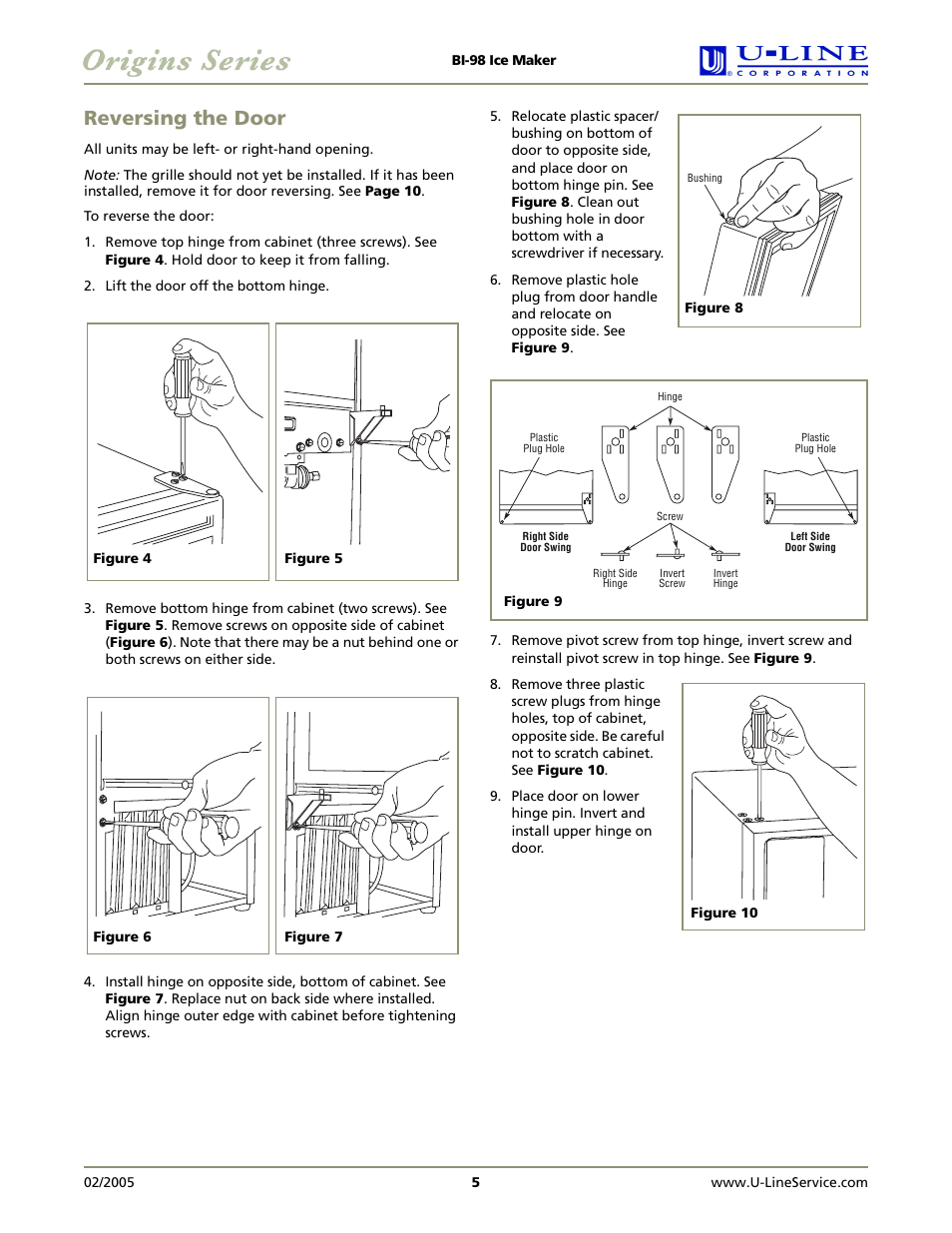 Reversing the door | U-Line BI-98 User Manual | Page 5 / 12