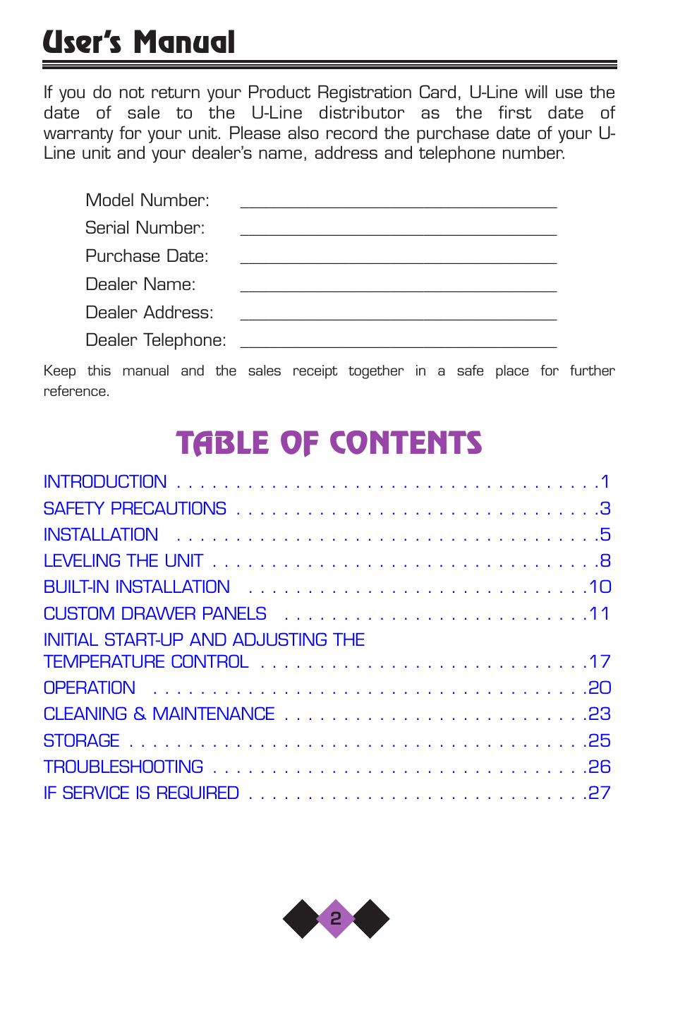 U-Line 2075 User Manual | Page 4 / 31