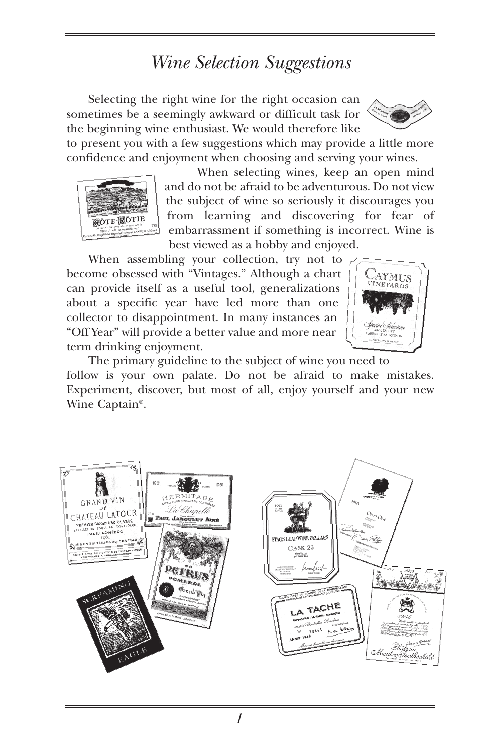 Wine selection suggestions | U-Line Wine Captain Cooler User Manual | Page 6 / 18