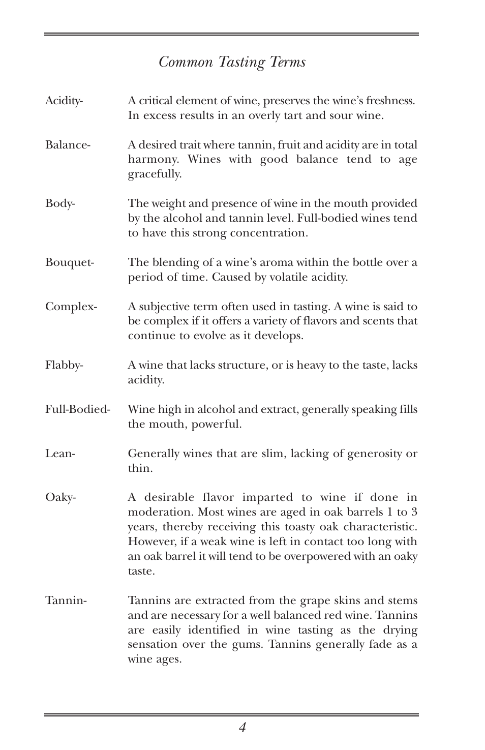 Common tasting terms | U-Line Wine Captain Cooler User Manual | Page 9 / 18
