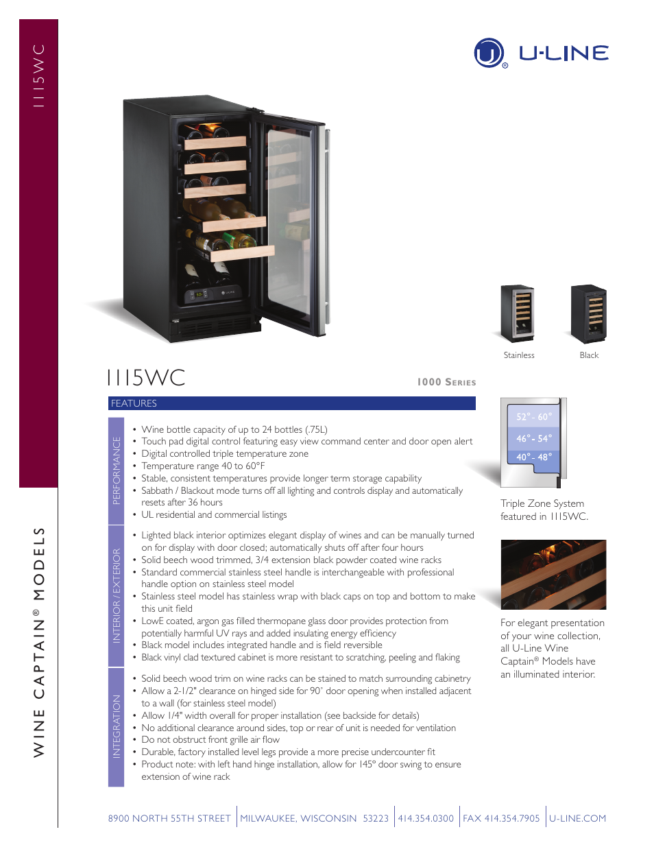 U-Line CAPTAIN 1115WC User Manual | 2 pages
