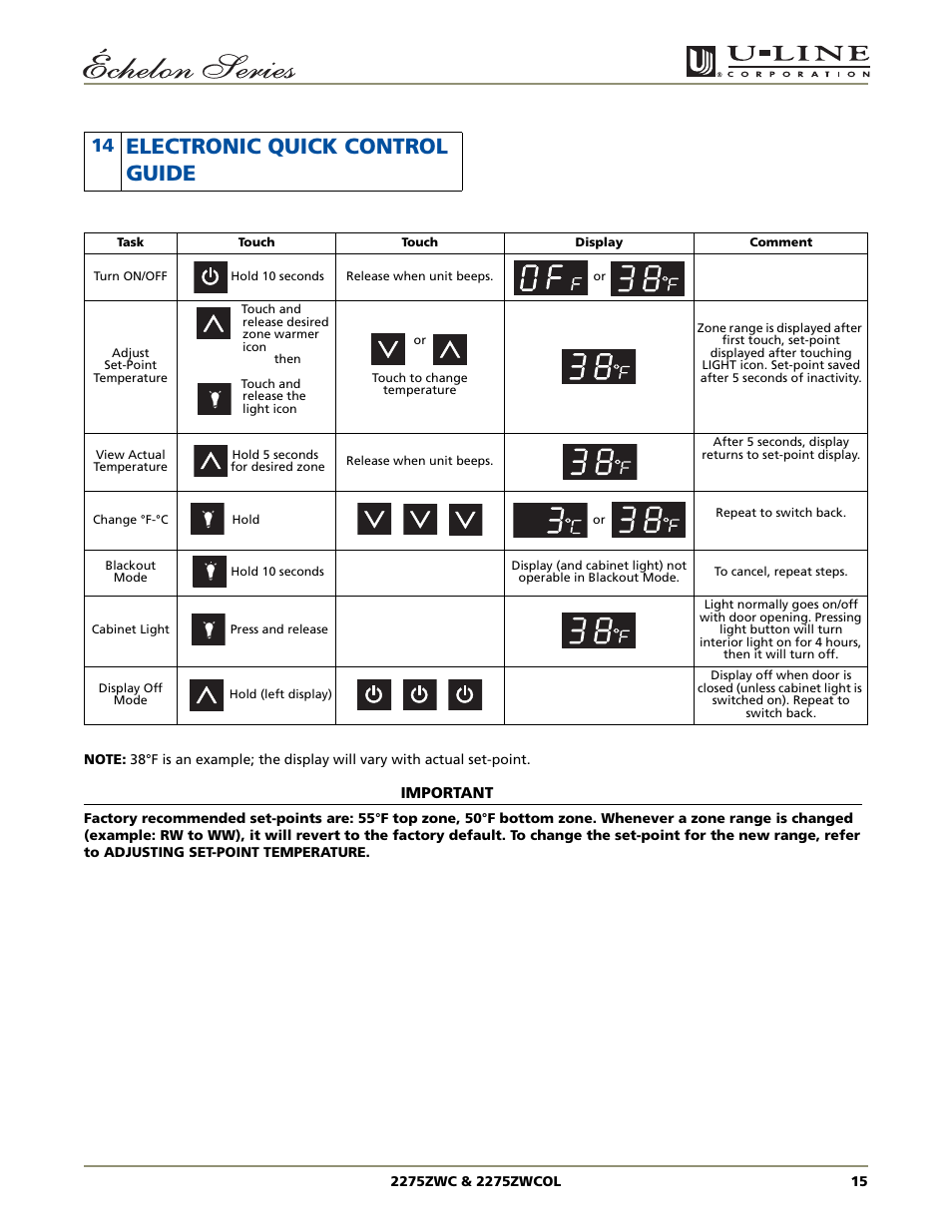 Electronic quick control guide | U-Line 2275ZWC User Manual | Page 17 / 20