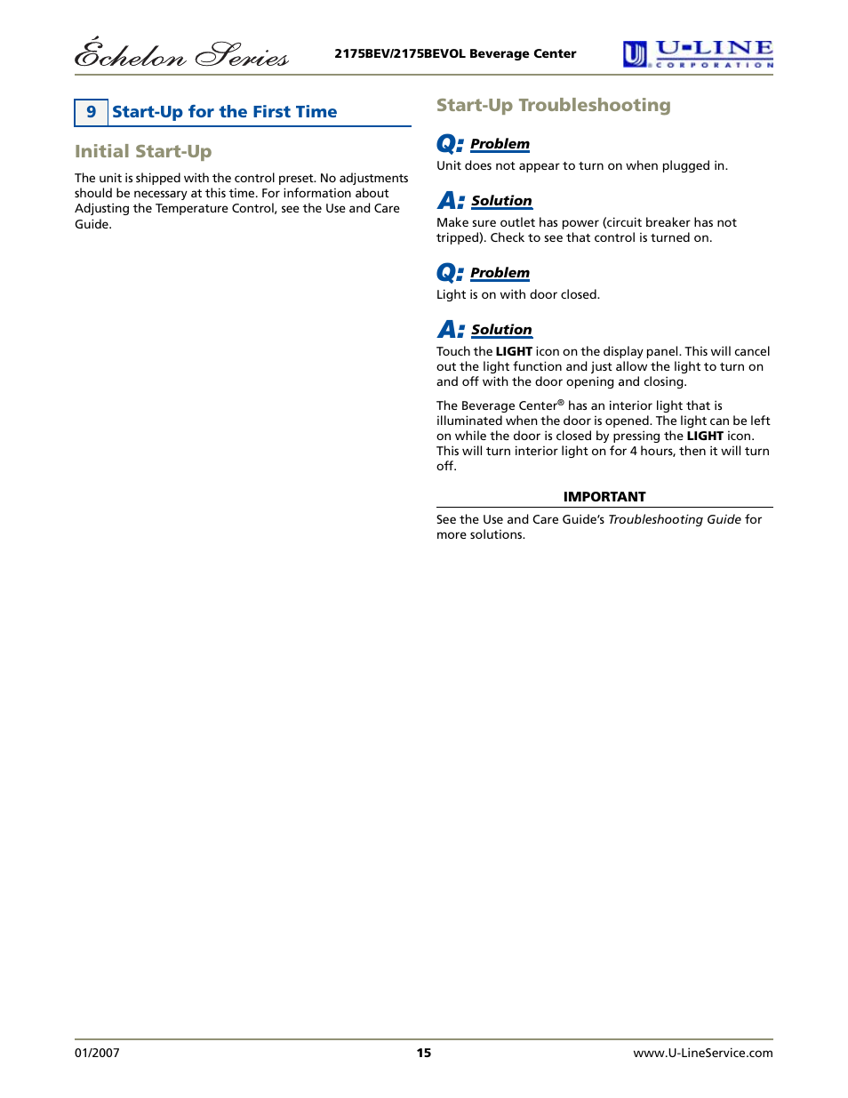 U-Line 2175BEVS User Manual | Page 15 / 16