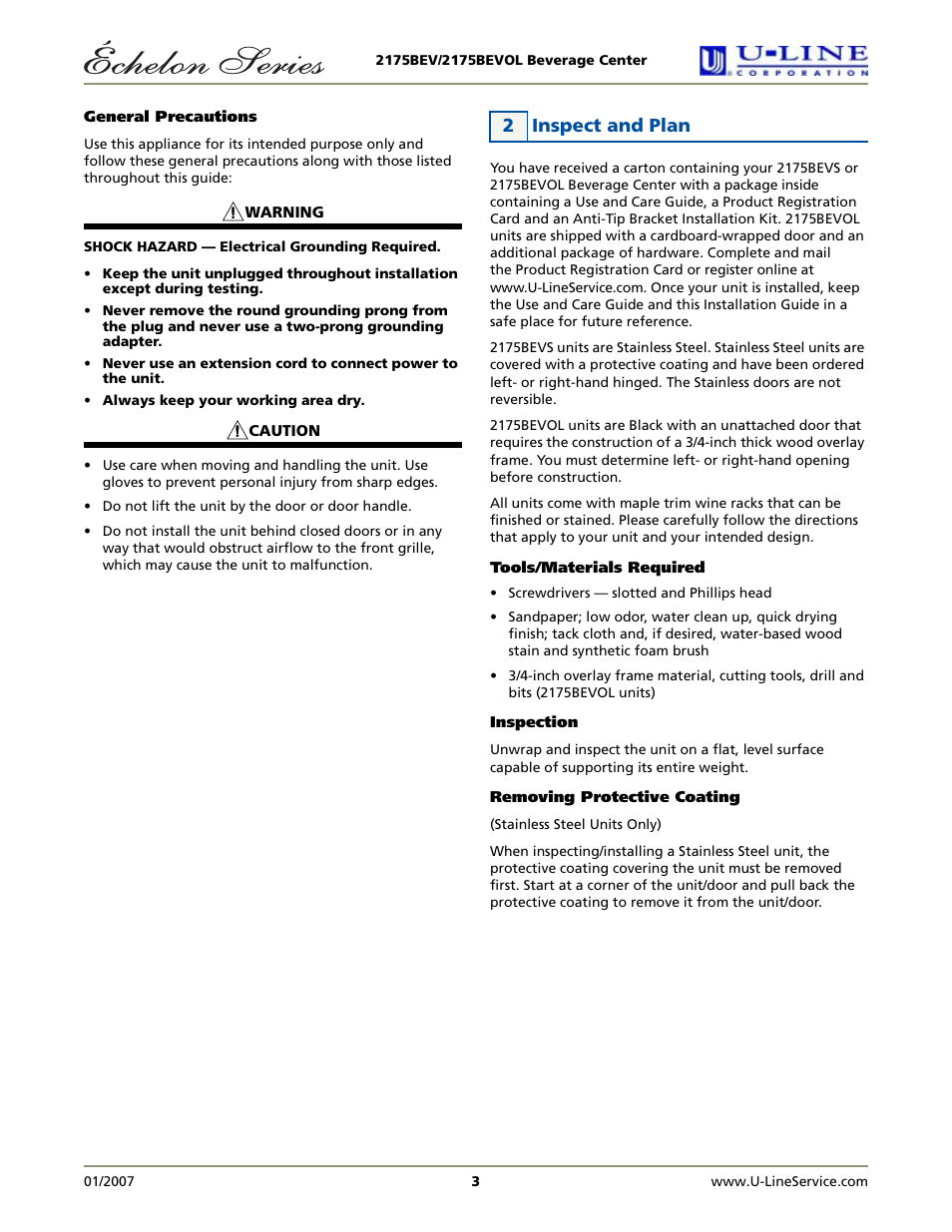 2 inspect and plan | U-Line 2175BEVS User Manual | Page 3 / 16