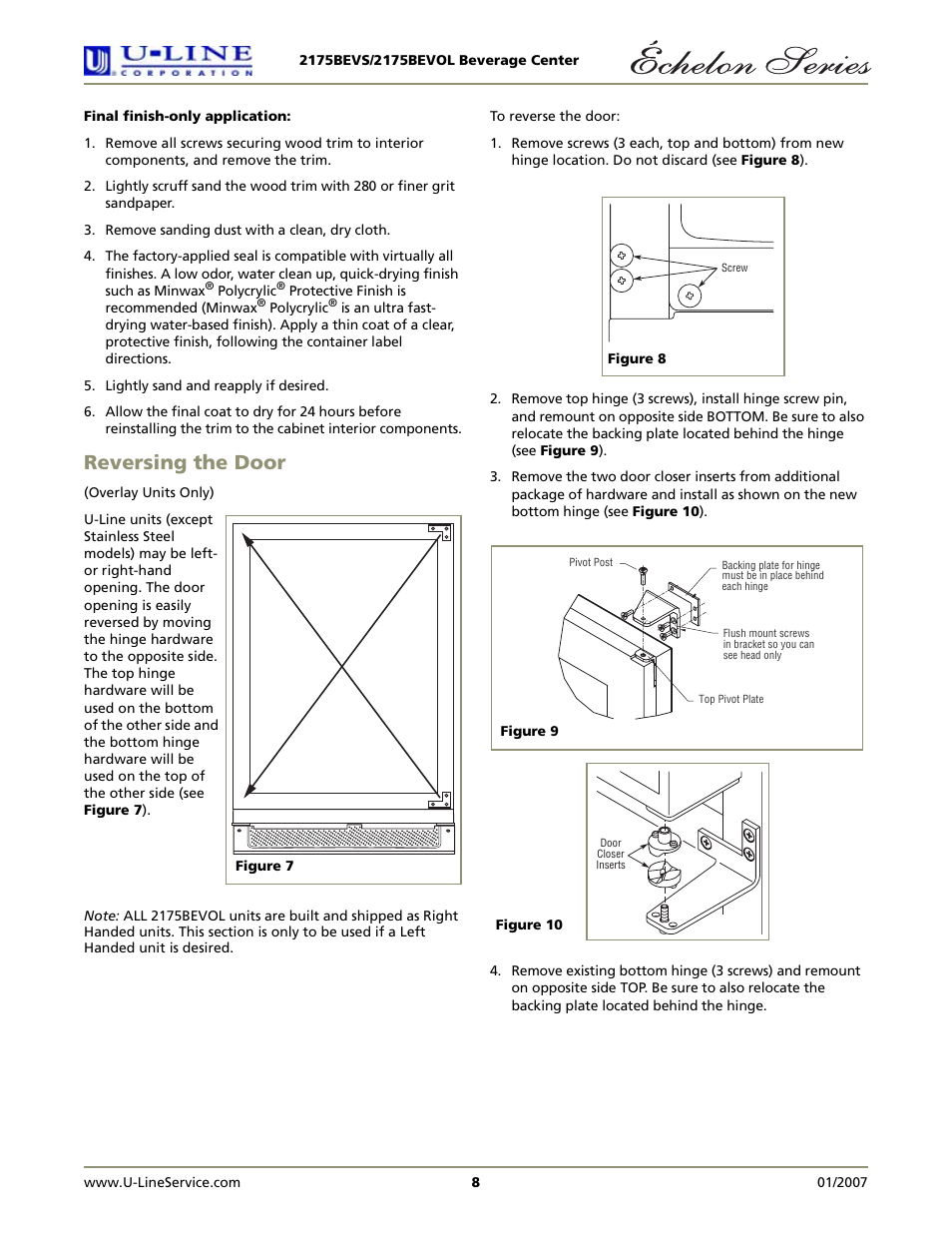 Reversing the door | U-Line 2175BEVS User Manual | Page 8 / 16