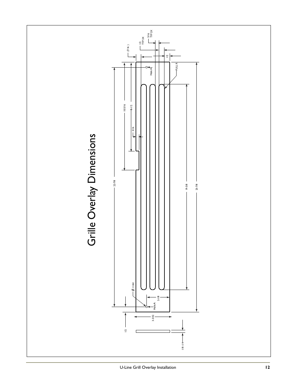 Grille ov erla y dimensions | U-Line 1175WC User Manual | Page 14 / 16