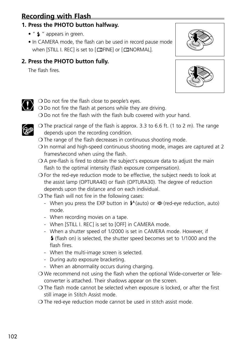 Recording with flash | U-Line 30 User Manual | Page 102 / 166
