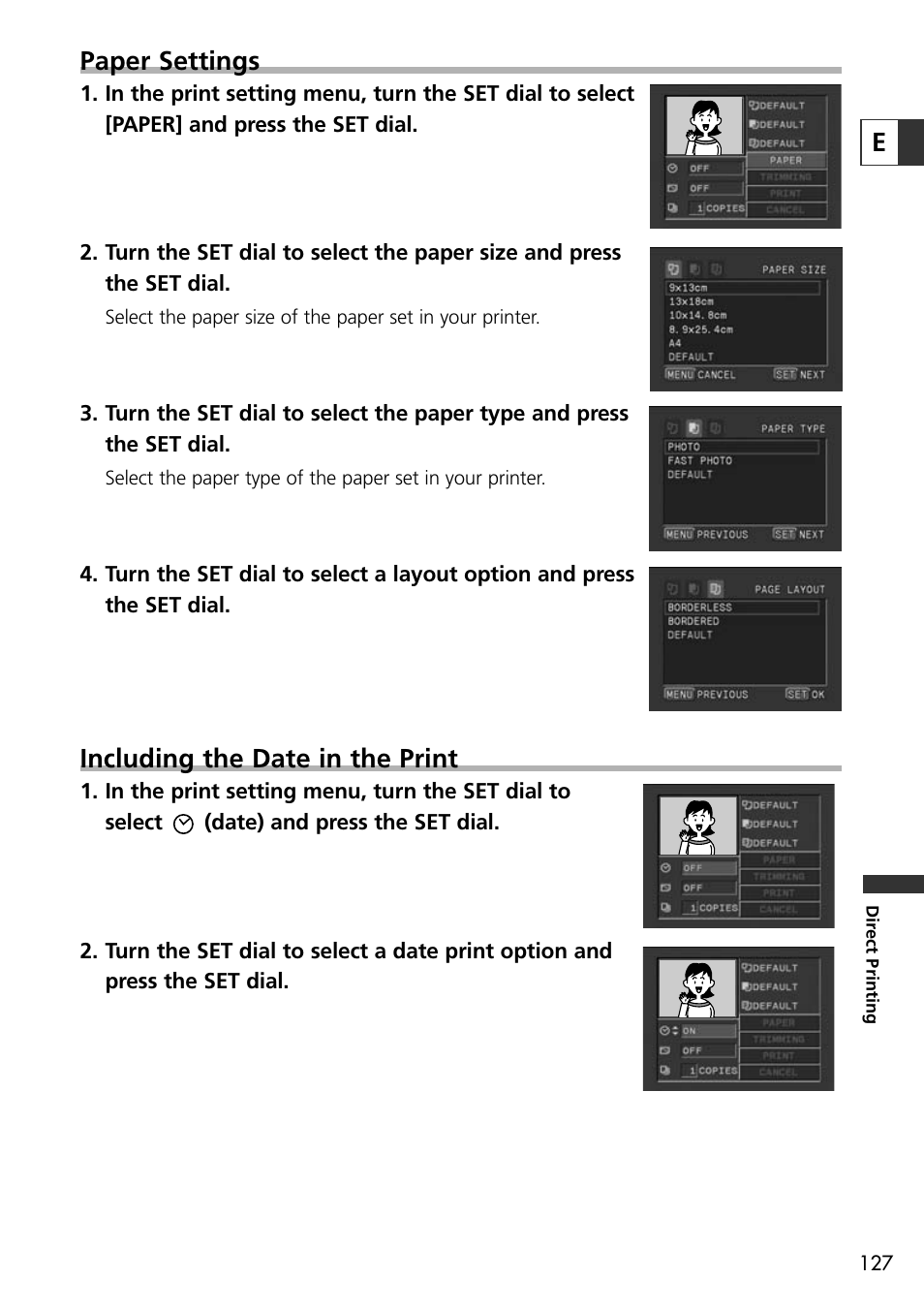 Epaper settings, Including the date in the print | U-Line 30 User Manual | Page 127 / 166