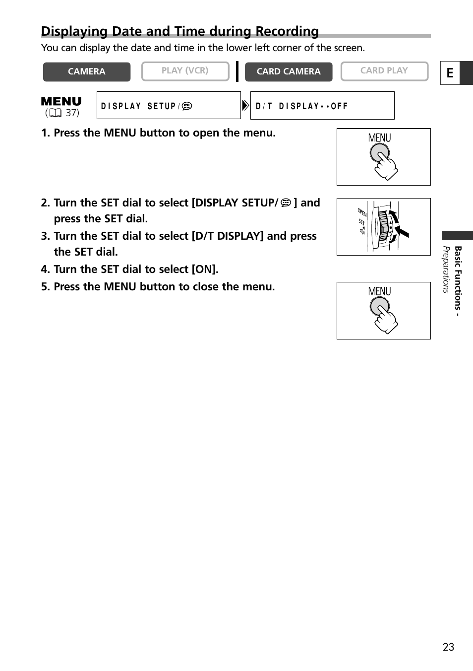 Edisplaying date and time during recording | U-Line 30 User Manual | Page 23 / 166