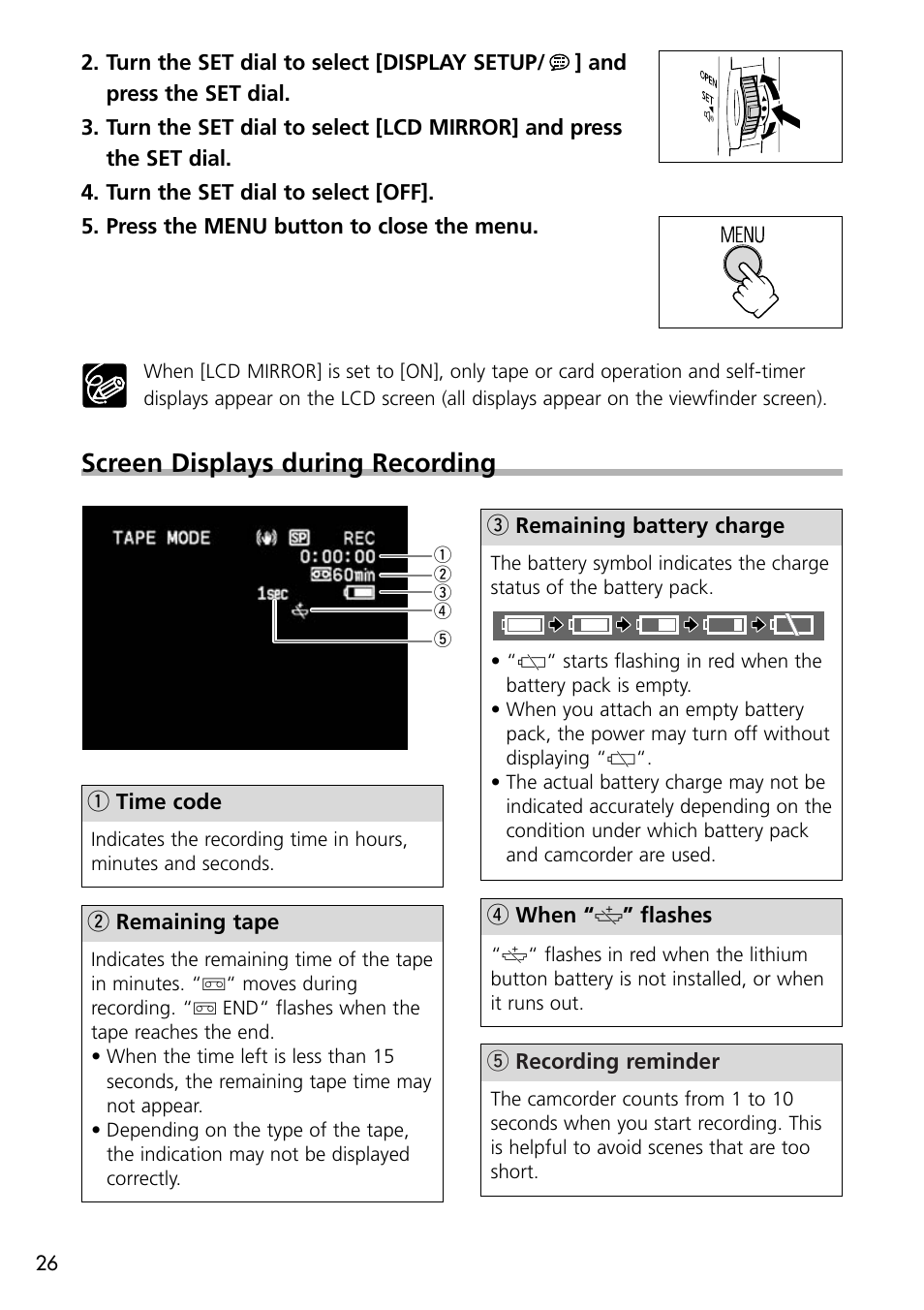 Screen displays during recording | U-Line 30 User Manual | Page 26 / 166