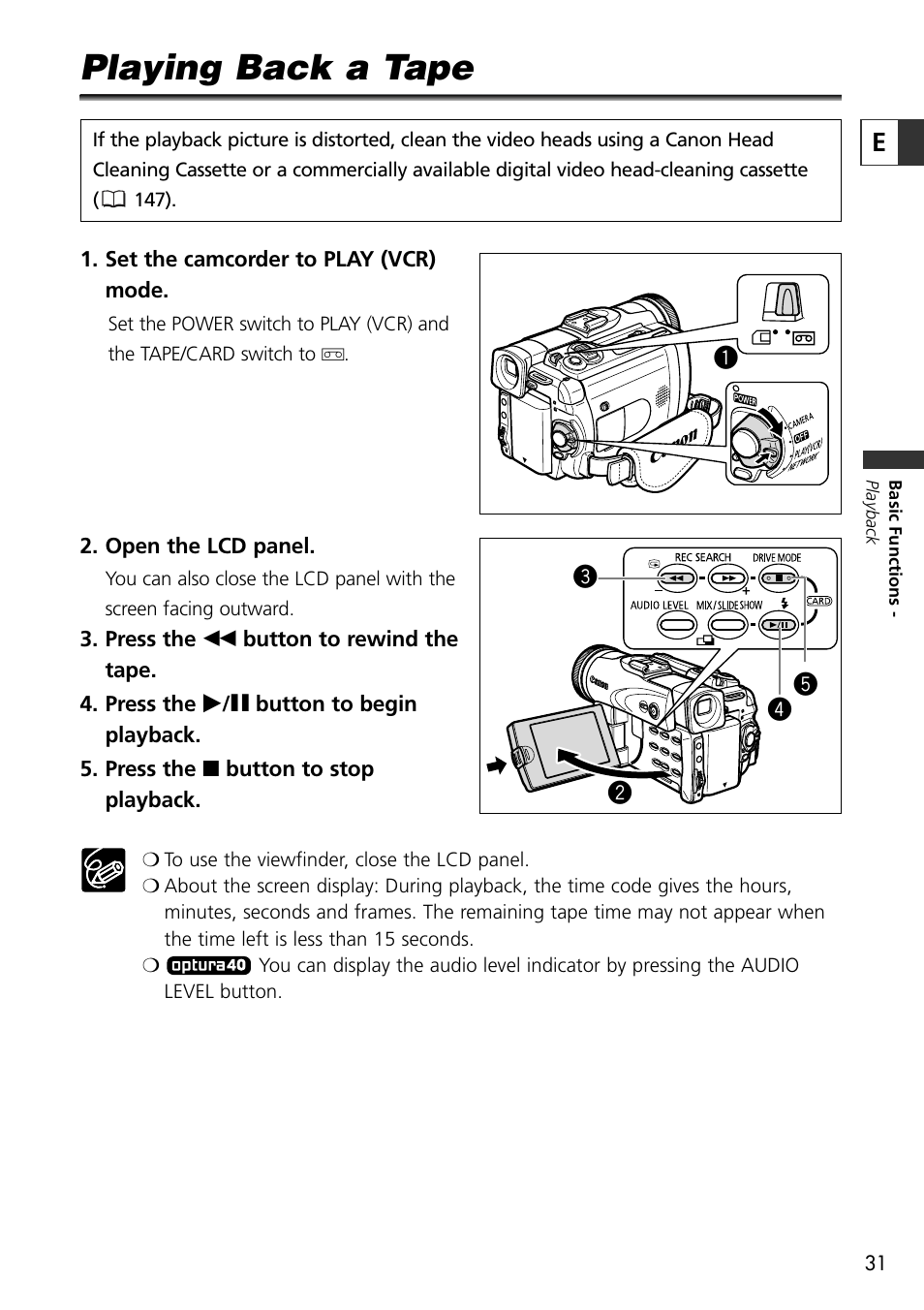 Playing back a tape | U-Line 30 User Manual | Page 31 / 166