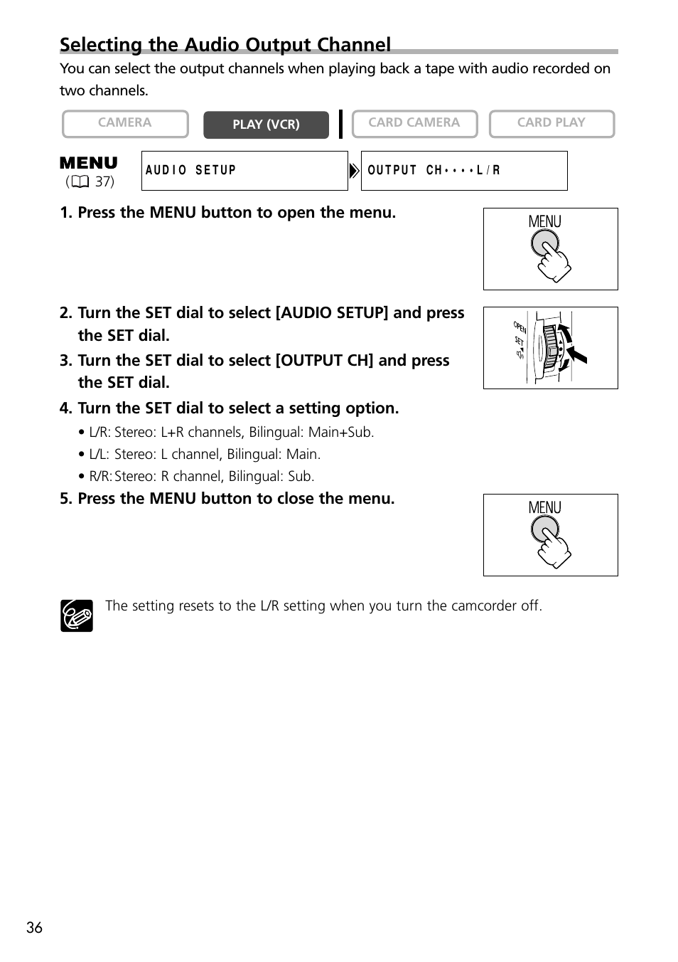 Selecting the audio output channel | U-Line 30 User Manual | Page 36 / 166