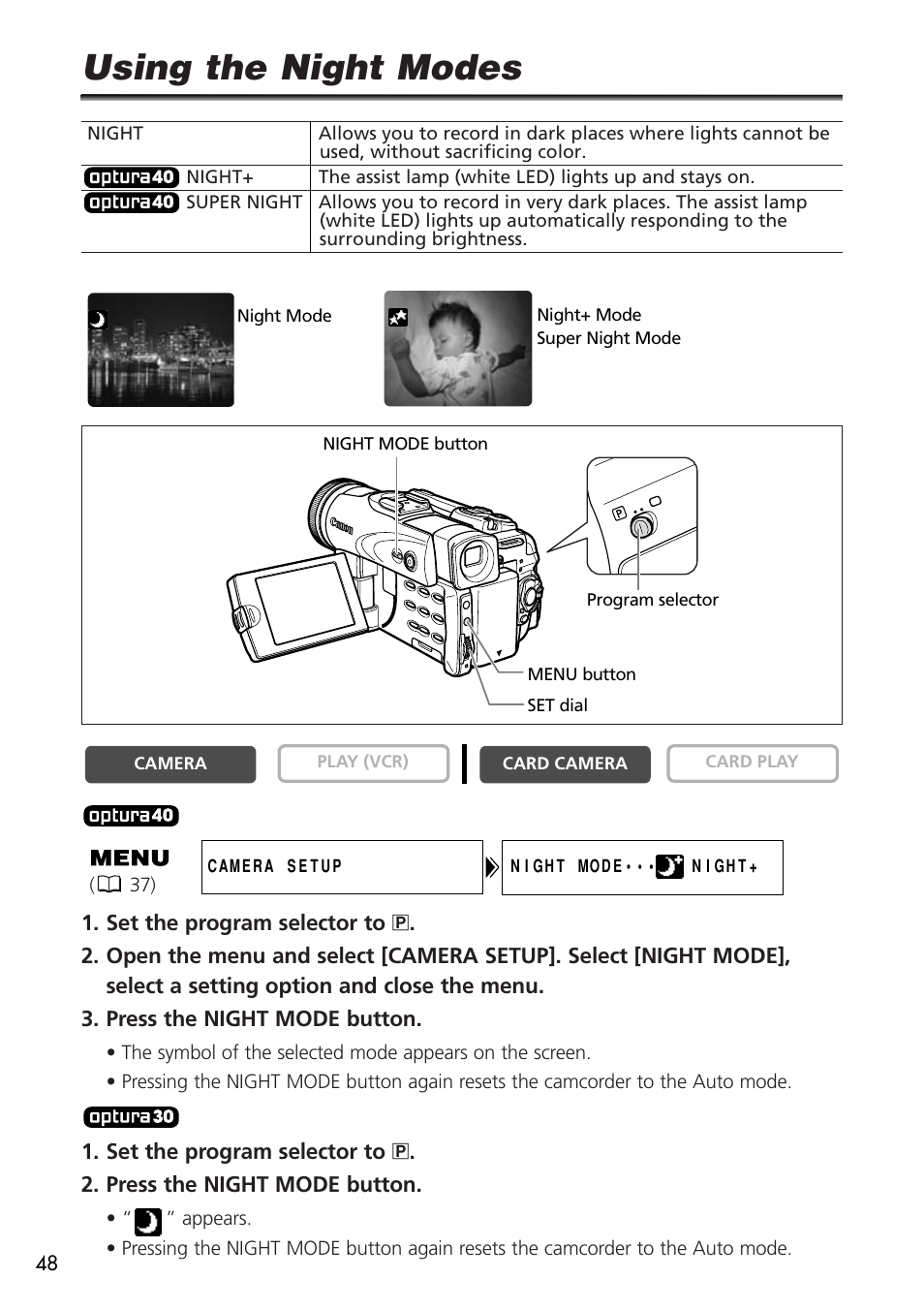 Using the night modes | U-Line 30 User Manual | Page 48 / 166