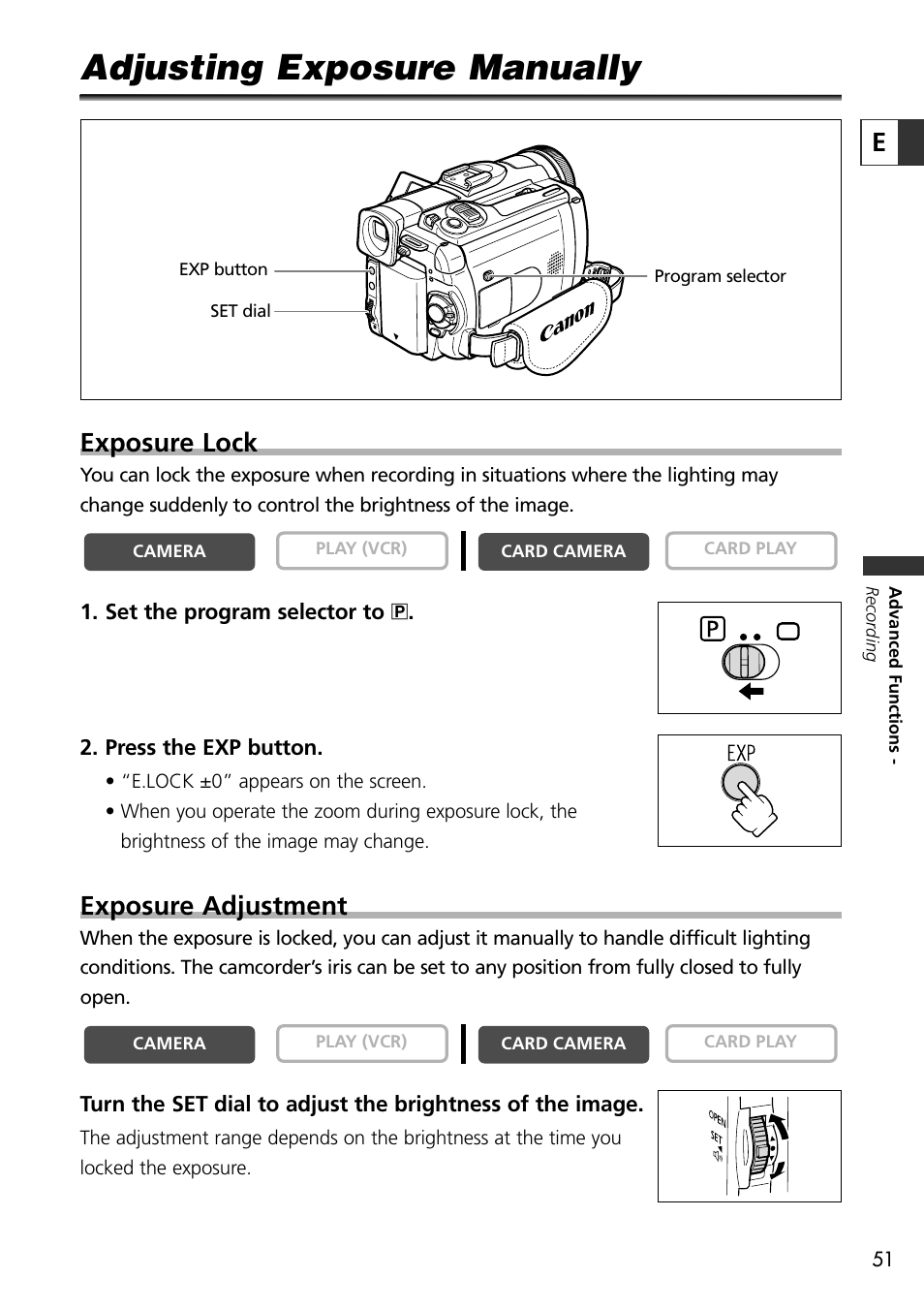 Adjusting exposure manually, Exposure lock, Exposure adjustment | U-Line 30 User Manual | Page 51 / 166