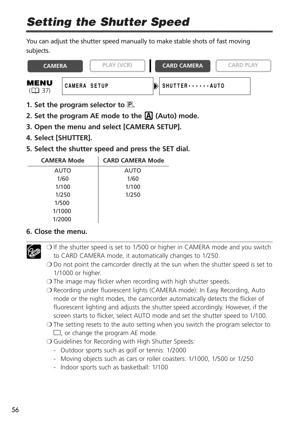 Setting the shutter speed | U-Line 30 User Manual | Page 56 / 166
