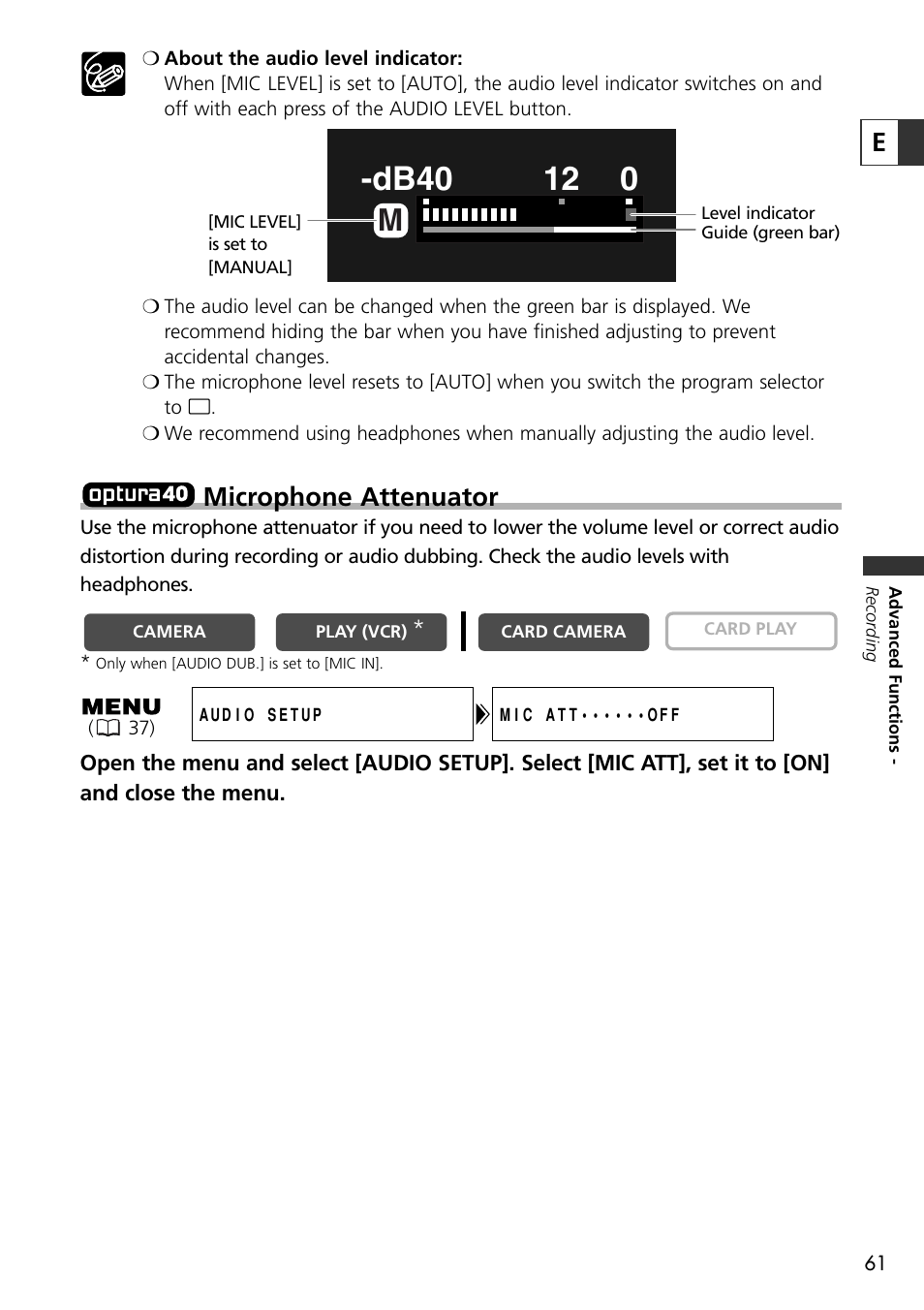 Microphone attenuator | U-Line 30 User Manual | Page 61 / 166