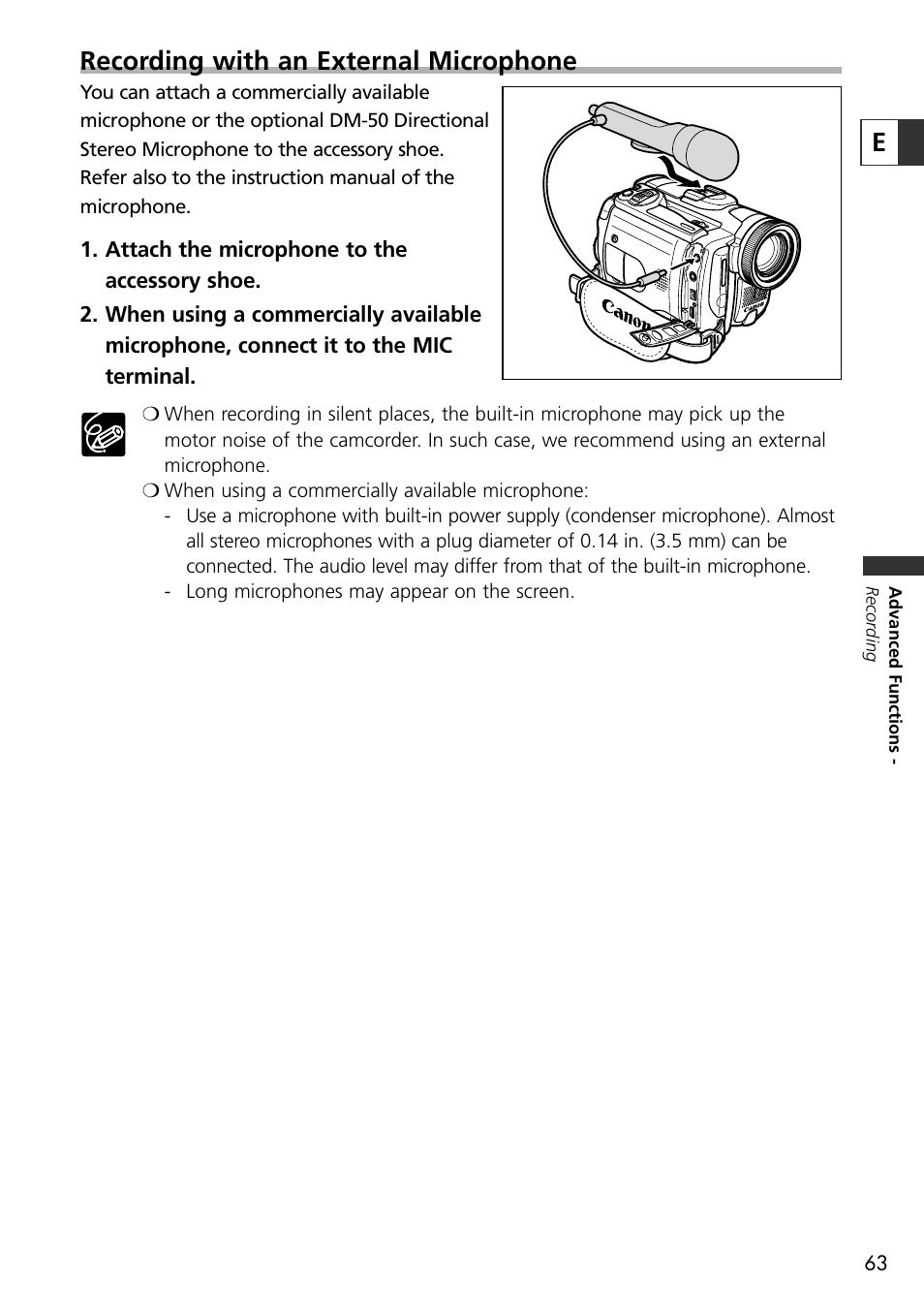 Erecording with an external microphone | U-Line 30 User Manual | Page 63 / 166