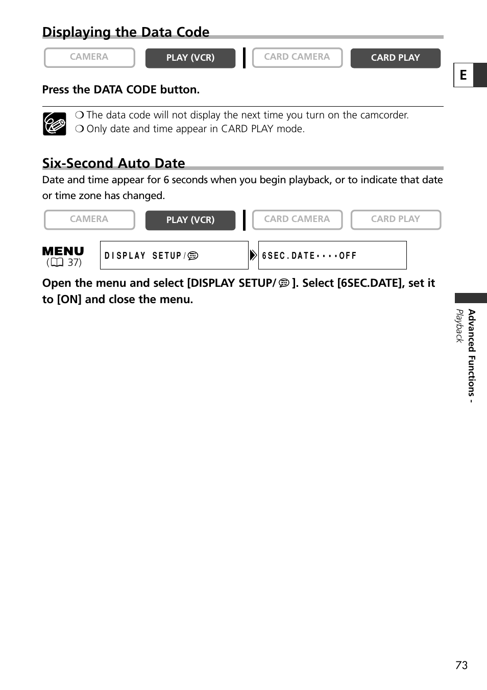 Edisplaying the data code, Six-second auto date | U-Line 30 User Manual | Page 73 / 166