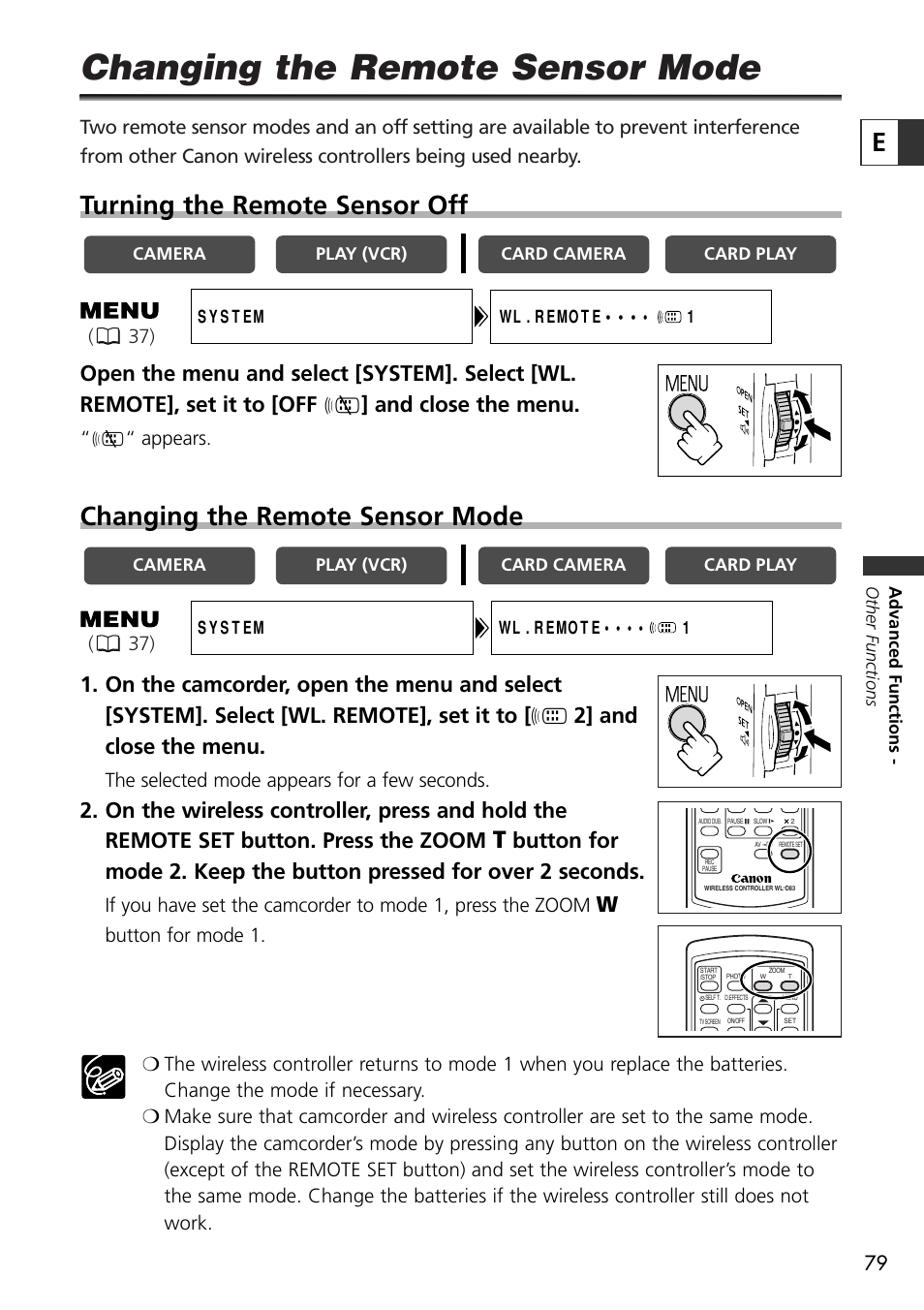 Changing the remote sensor mode, Turning the remote sensor off | U-Line 30 User Manual | Page 79 / 166