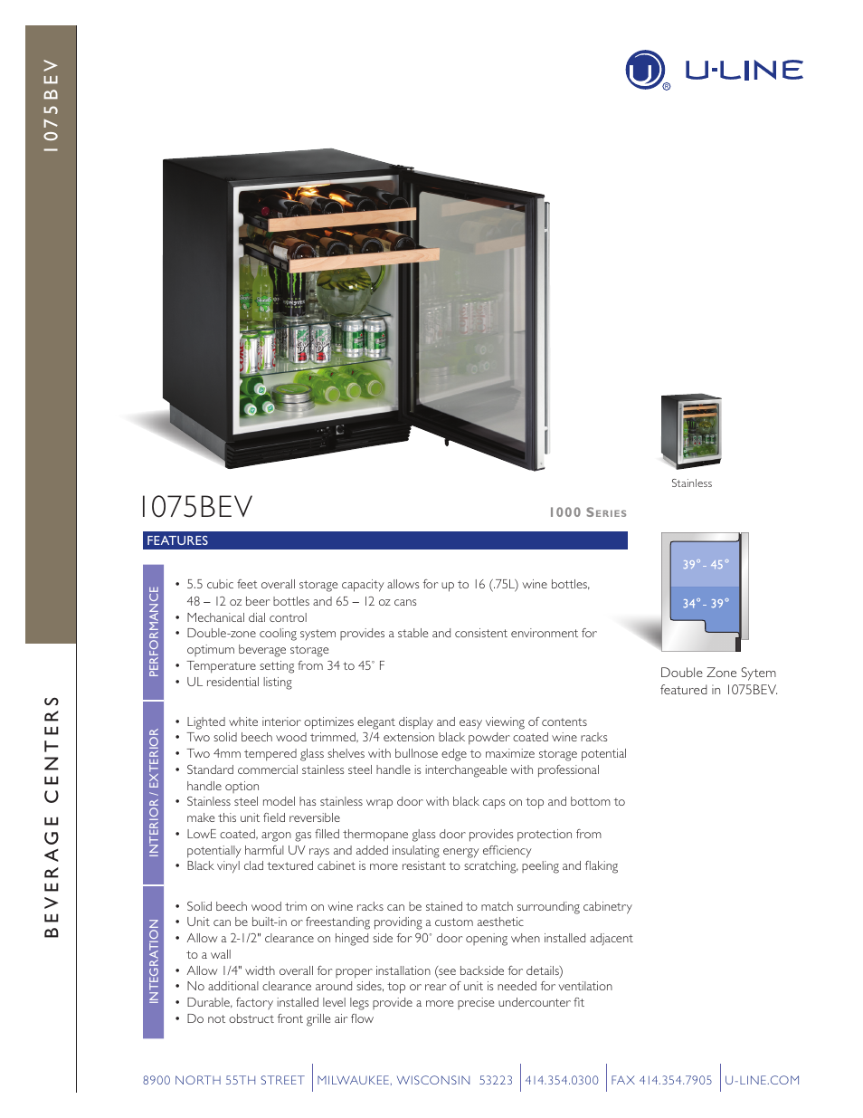 U-Line 1075BEV User Manual | 2 pages