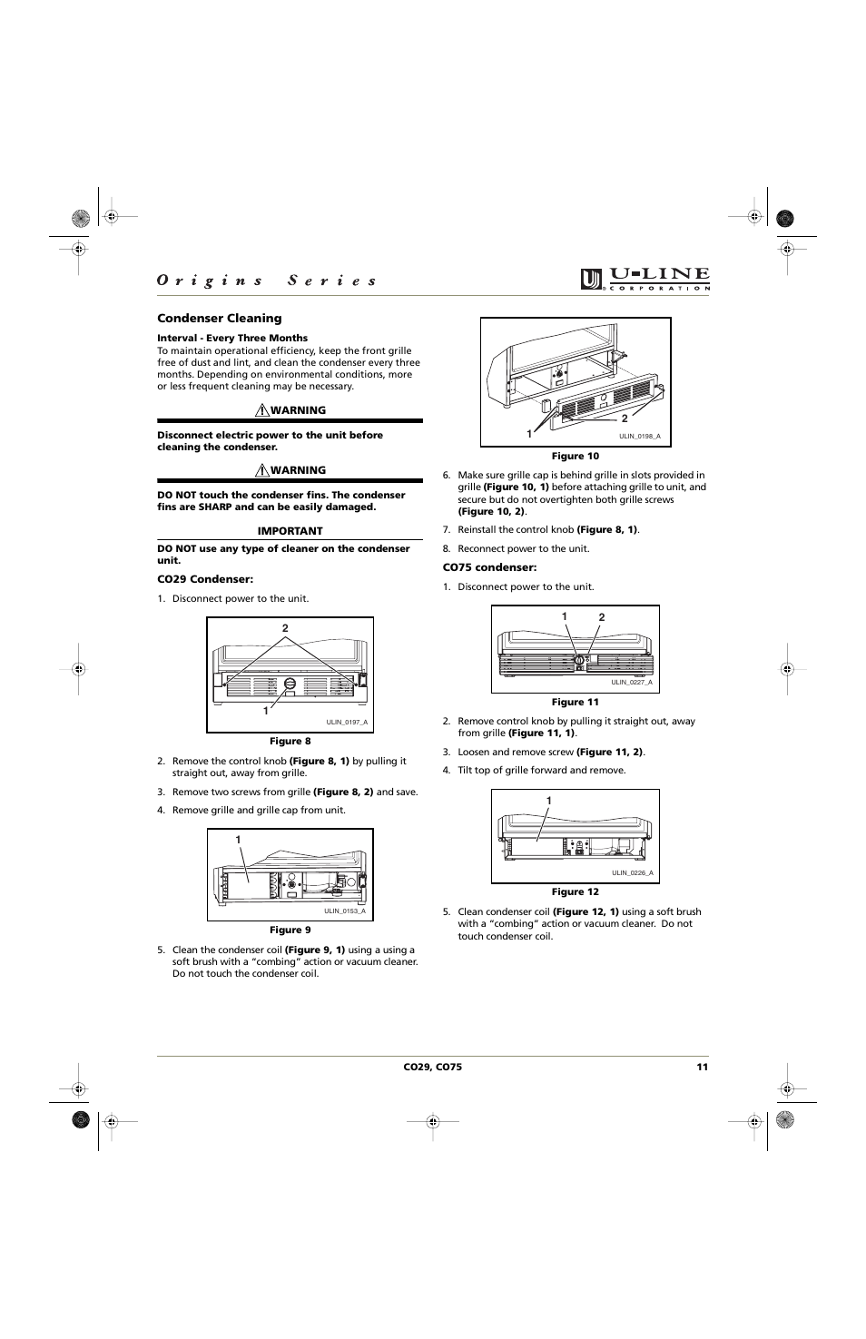 U-Line CO75 User Manual | Page 11 / 24