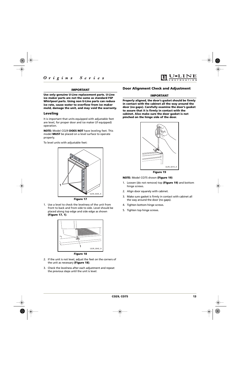 U-Line CO75 User Manual | Page 13 / 24