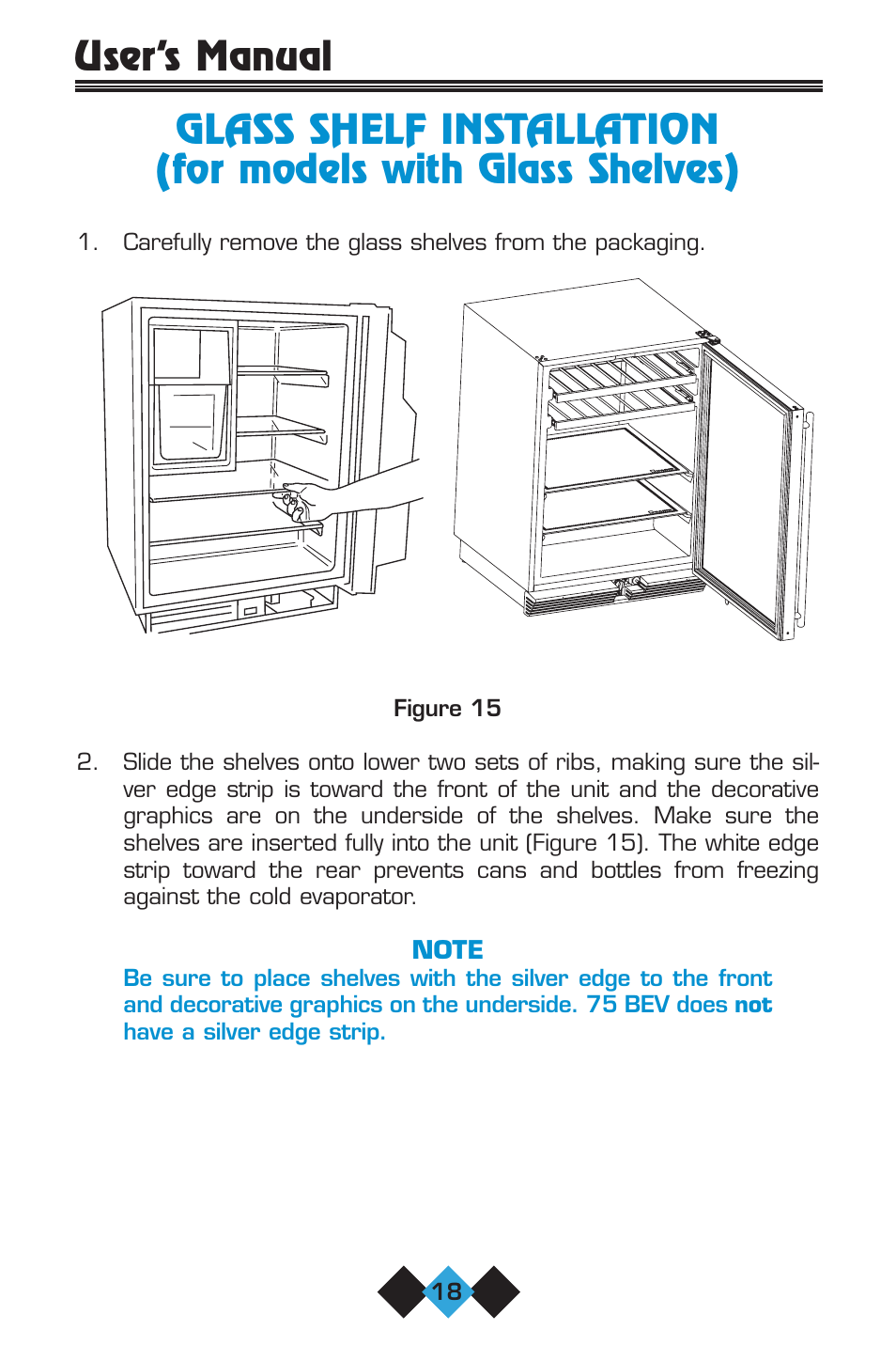 Glass shelf installation | U-Line 75 User Manual | Page 20 / 56