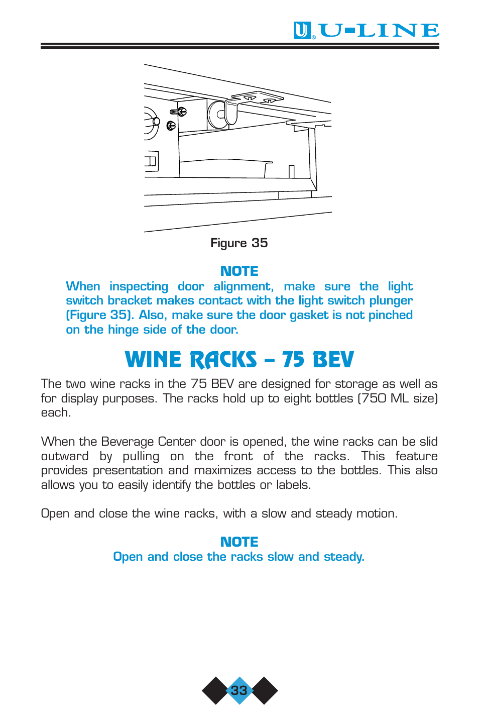 Wine racks – 75 bev | U-Line 75 User Manual | Page 35 / 56