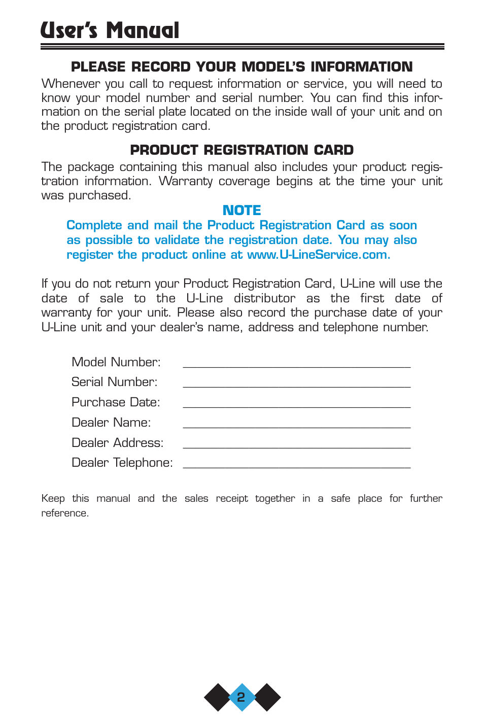 User’s manual | U-Line 75 User Manual | Page 4 / 56