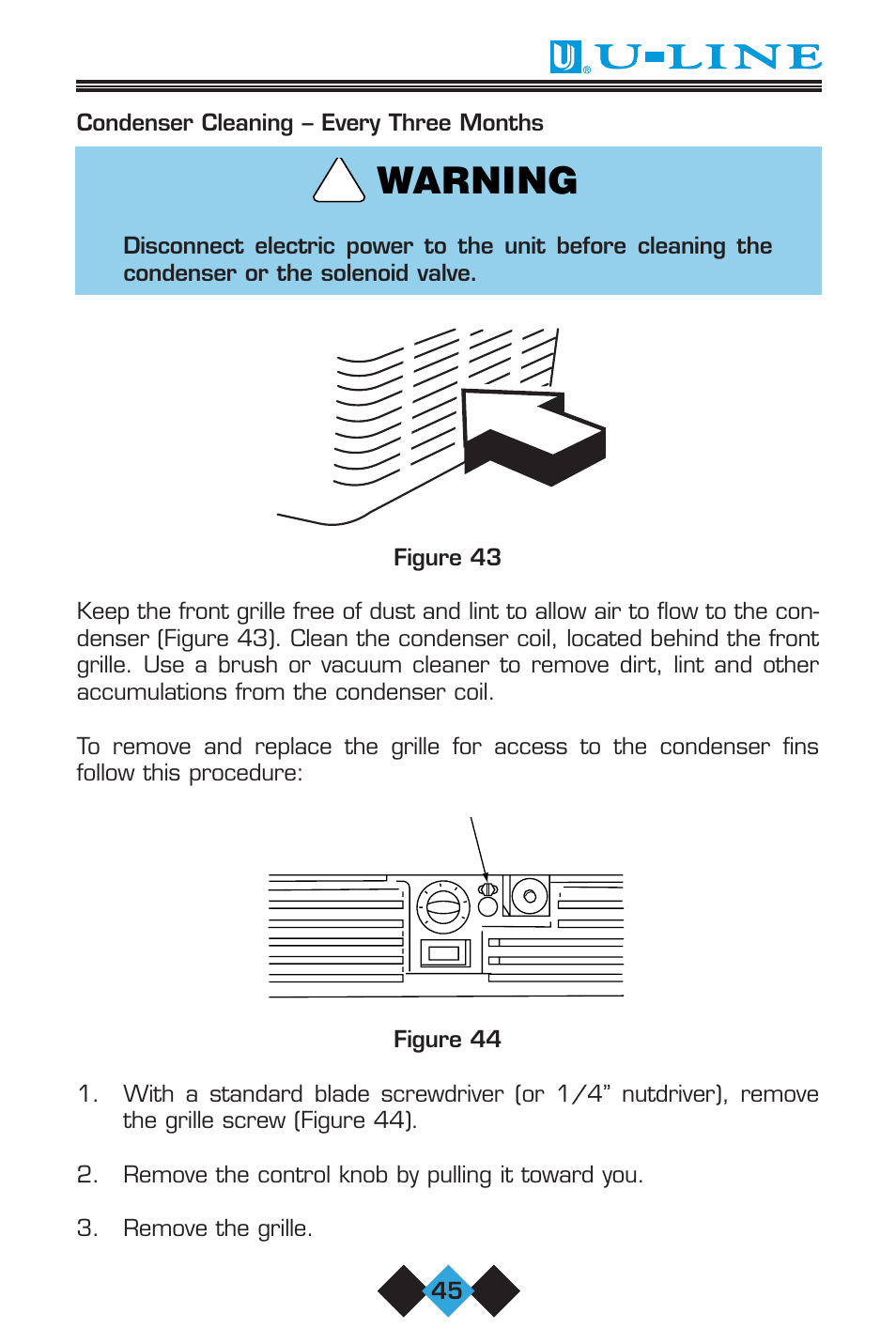 Warning | U-Line 75 User Manual | Page 47 / 56