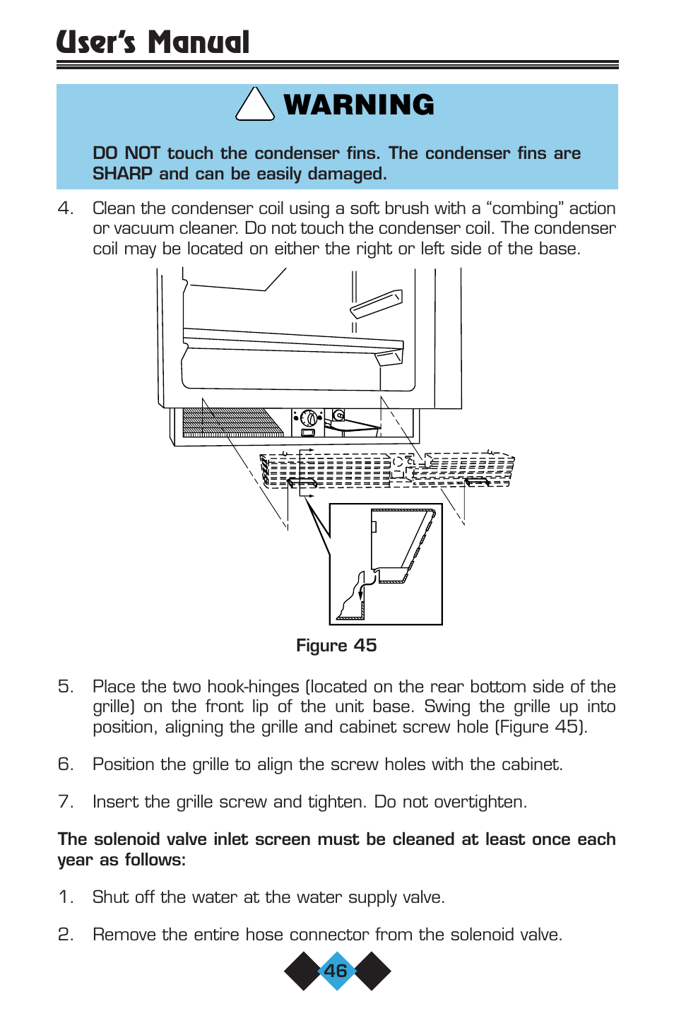 User’s manual, Warning | U-Line 75 User Manual | Page 48 / 56