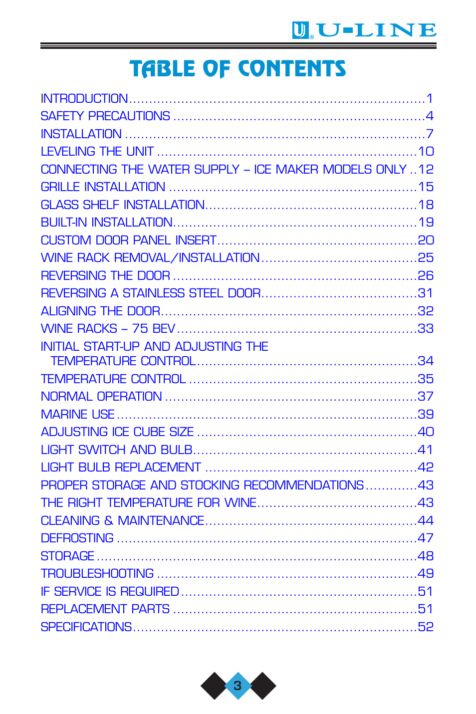 U-Line 75 User Manual | Page 5 / 56