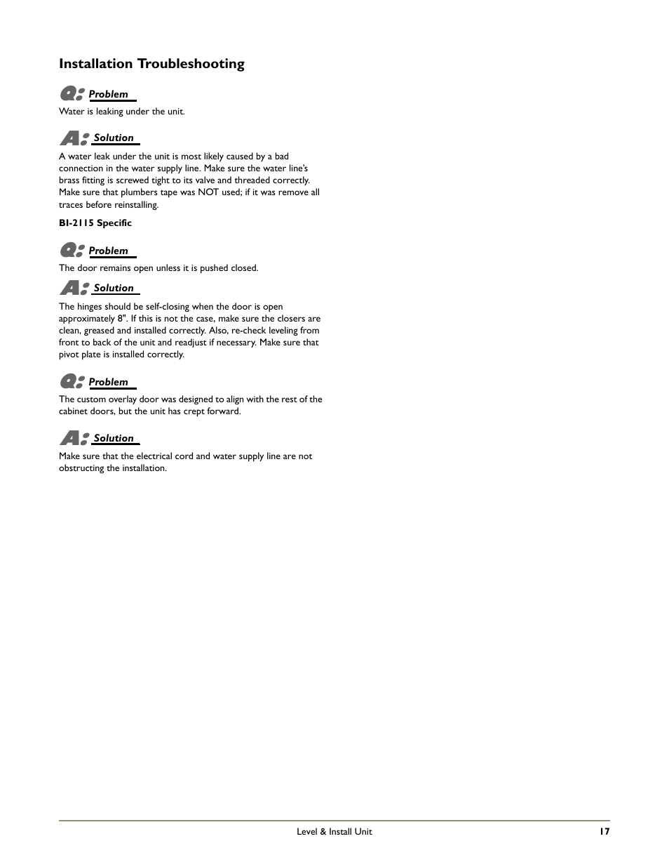 U-Line WH95 User Manual | Page 18 / 19