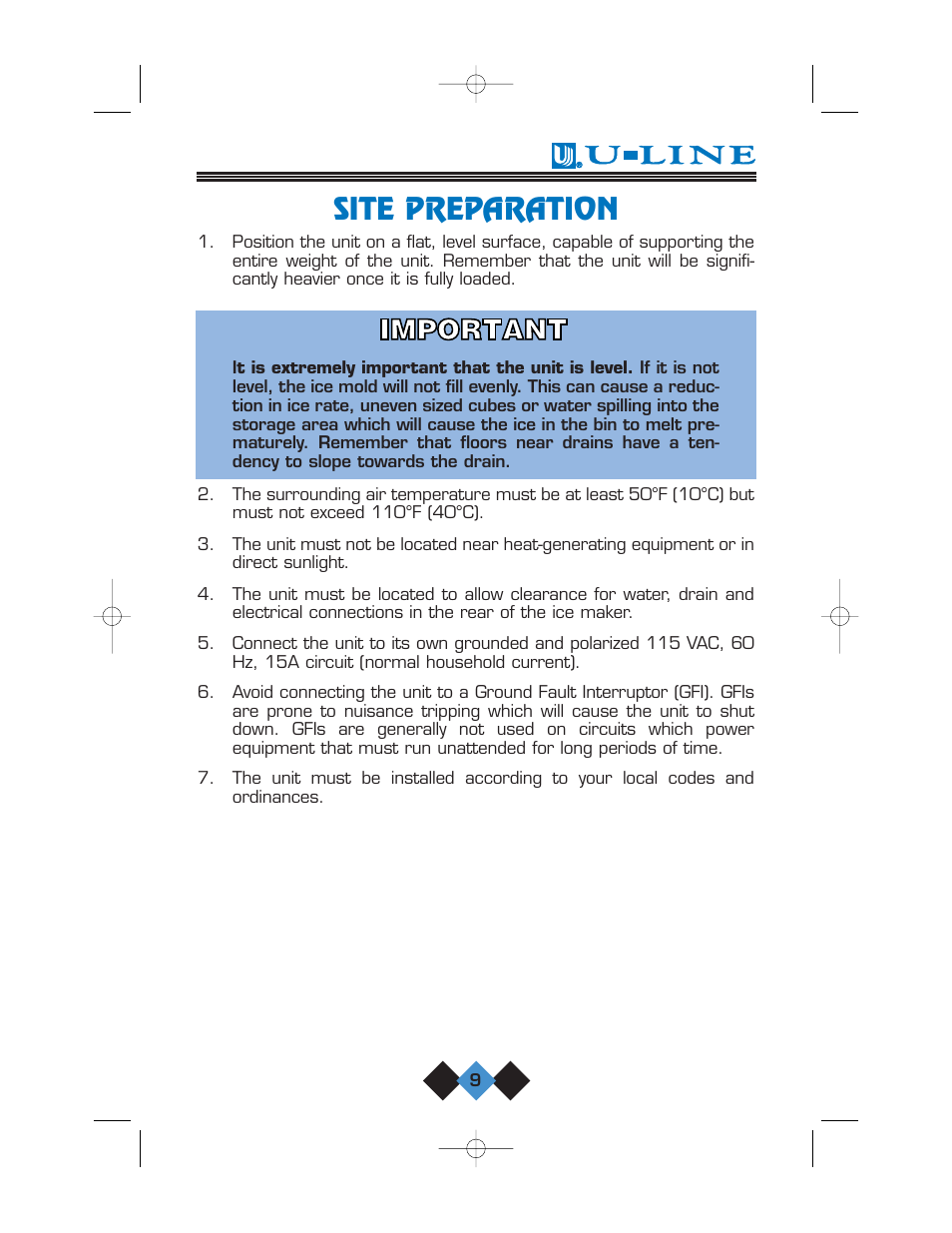 Site preparation | U-Line CLR2060 User Manual | Page 11 / 44