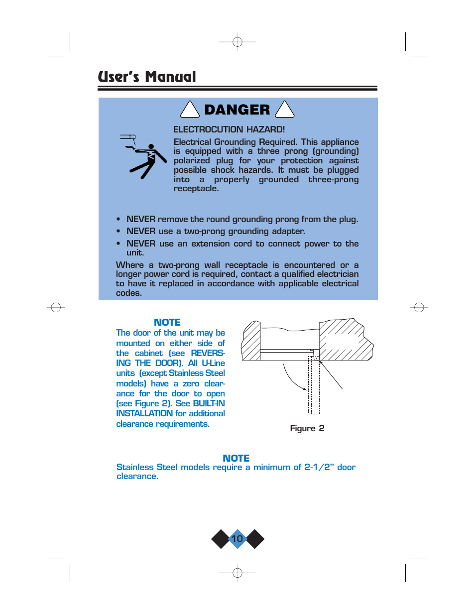 User’s manual, Danger | U-Line CLR2060 User Manual | Page 12 / 44